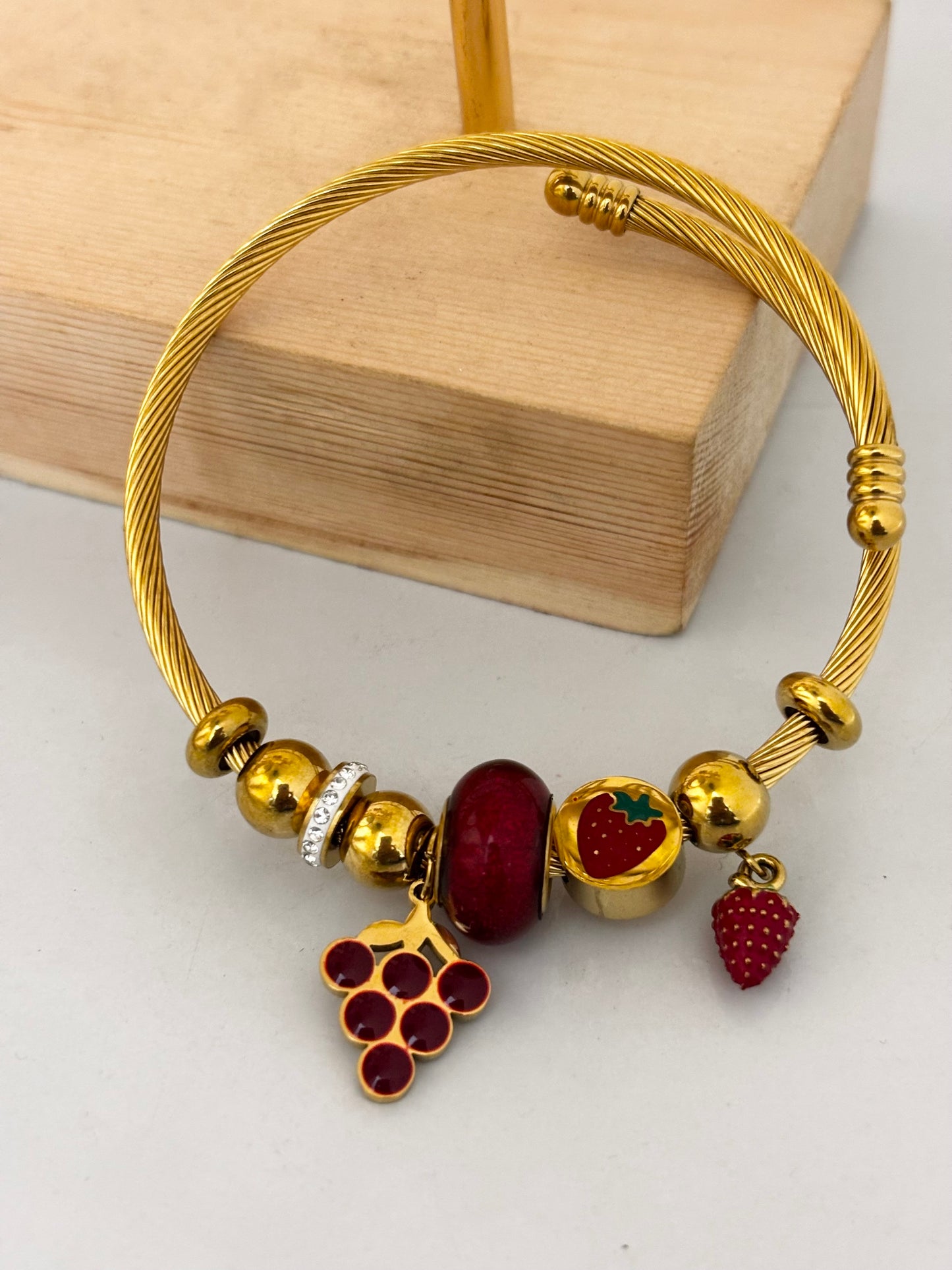 Pandora Style Strawberry and Grape Charm Bracelet