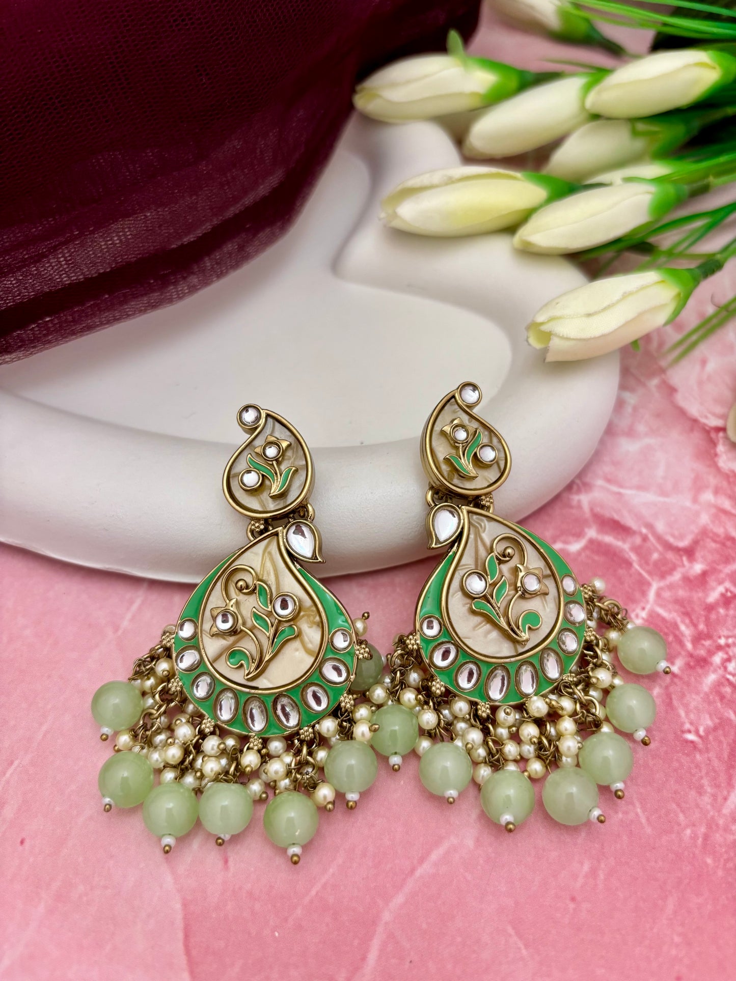 Gulnaar Jhumkas (Green)