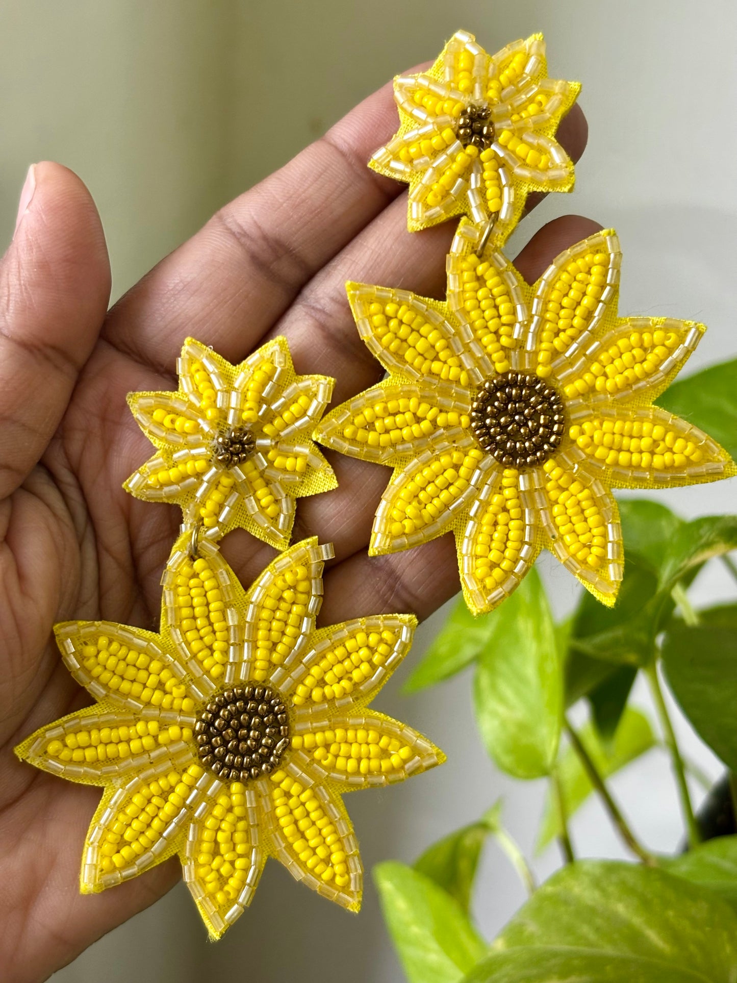 Yellow Beaded Handmade Sunflower