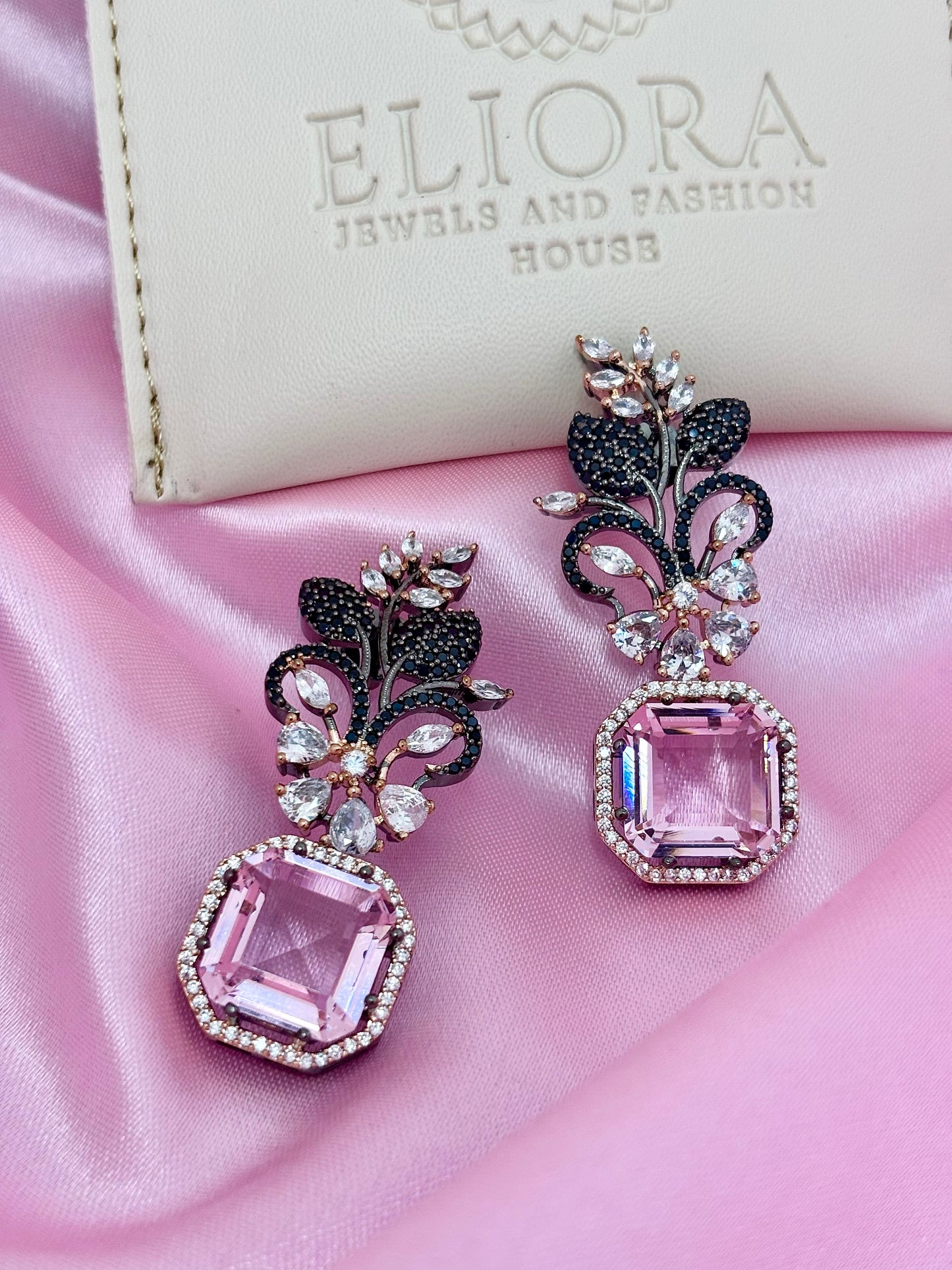 Victorian Style Pink Nano AD Earrings | Wedding & Party Wear