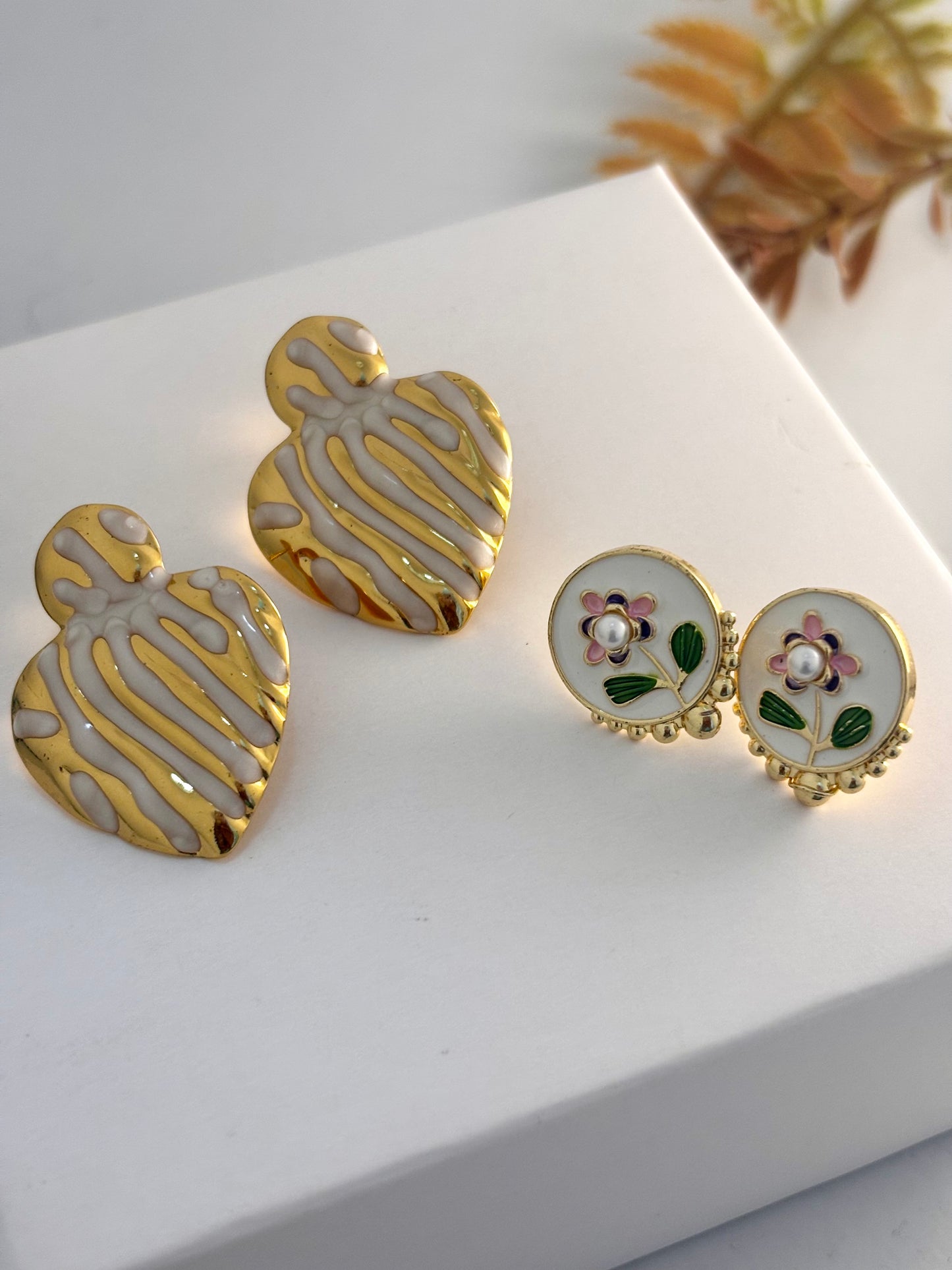 Vanilla Glaze ~ Set of 4 pieces of Earrings | Anti Tarnish Gold Plated