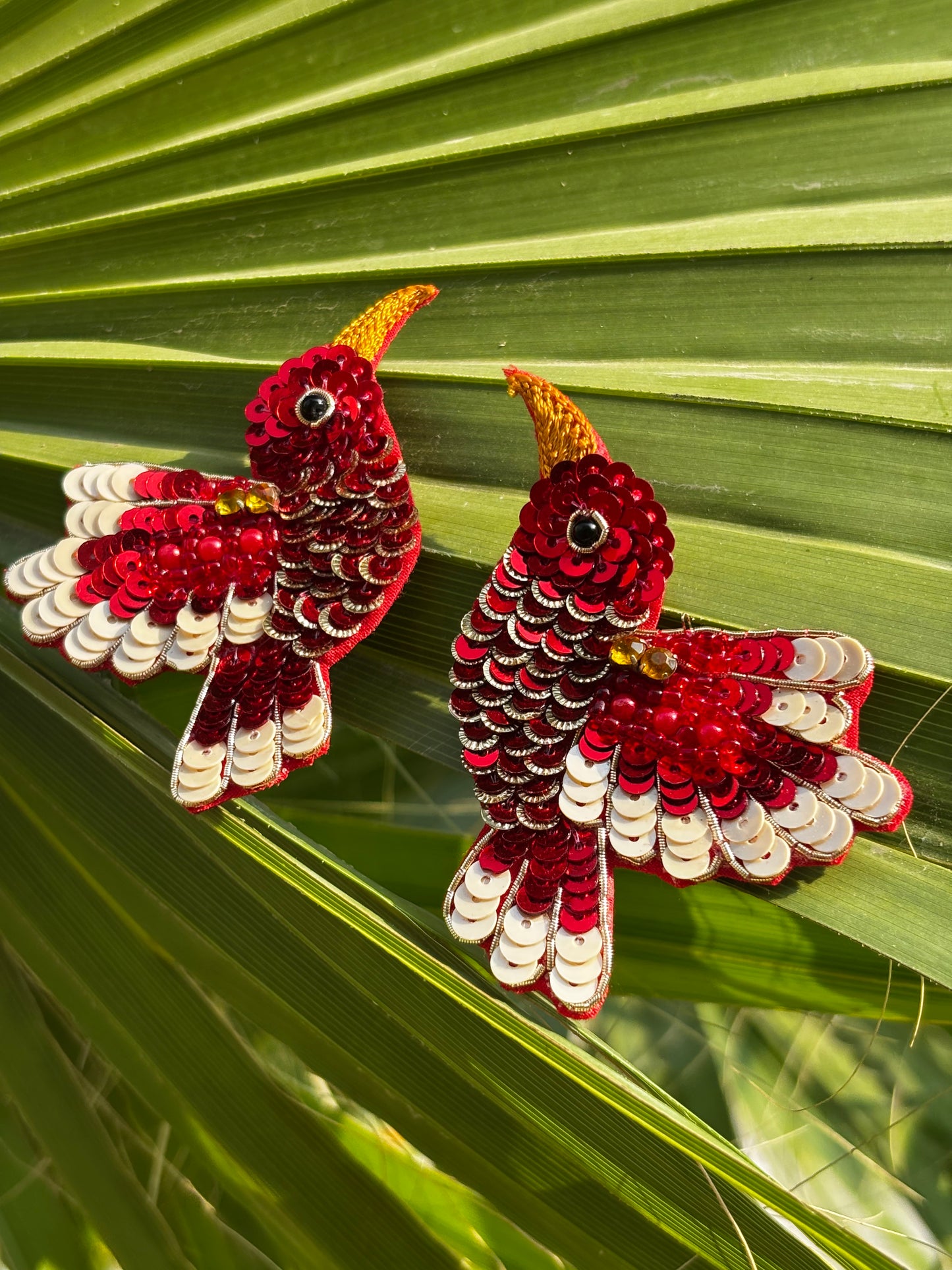 Red Phoenix Handmade Bird Earrings
