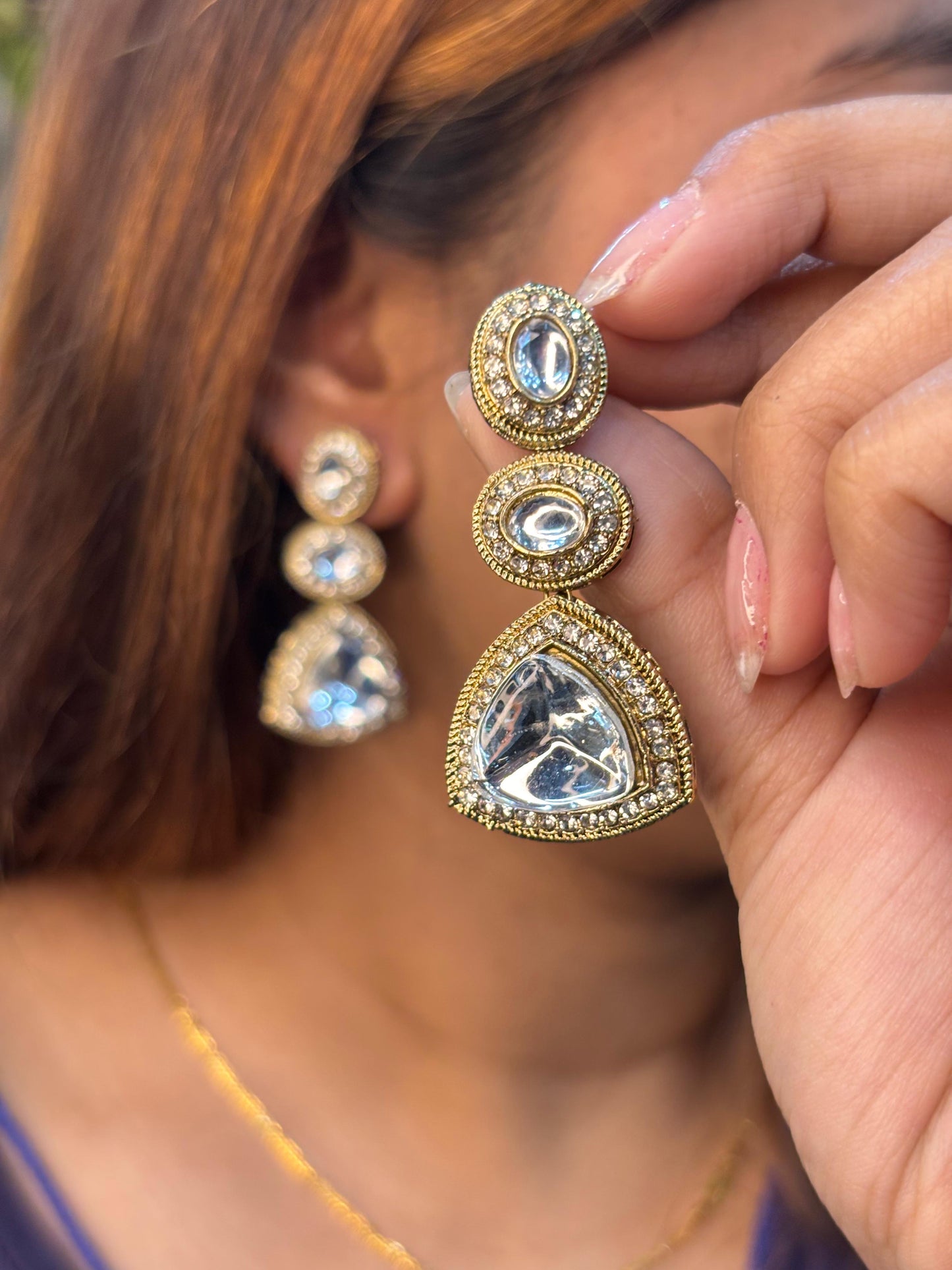 Ishya Kundan Drops (White)