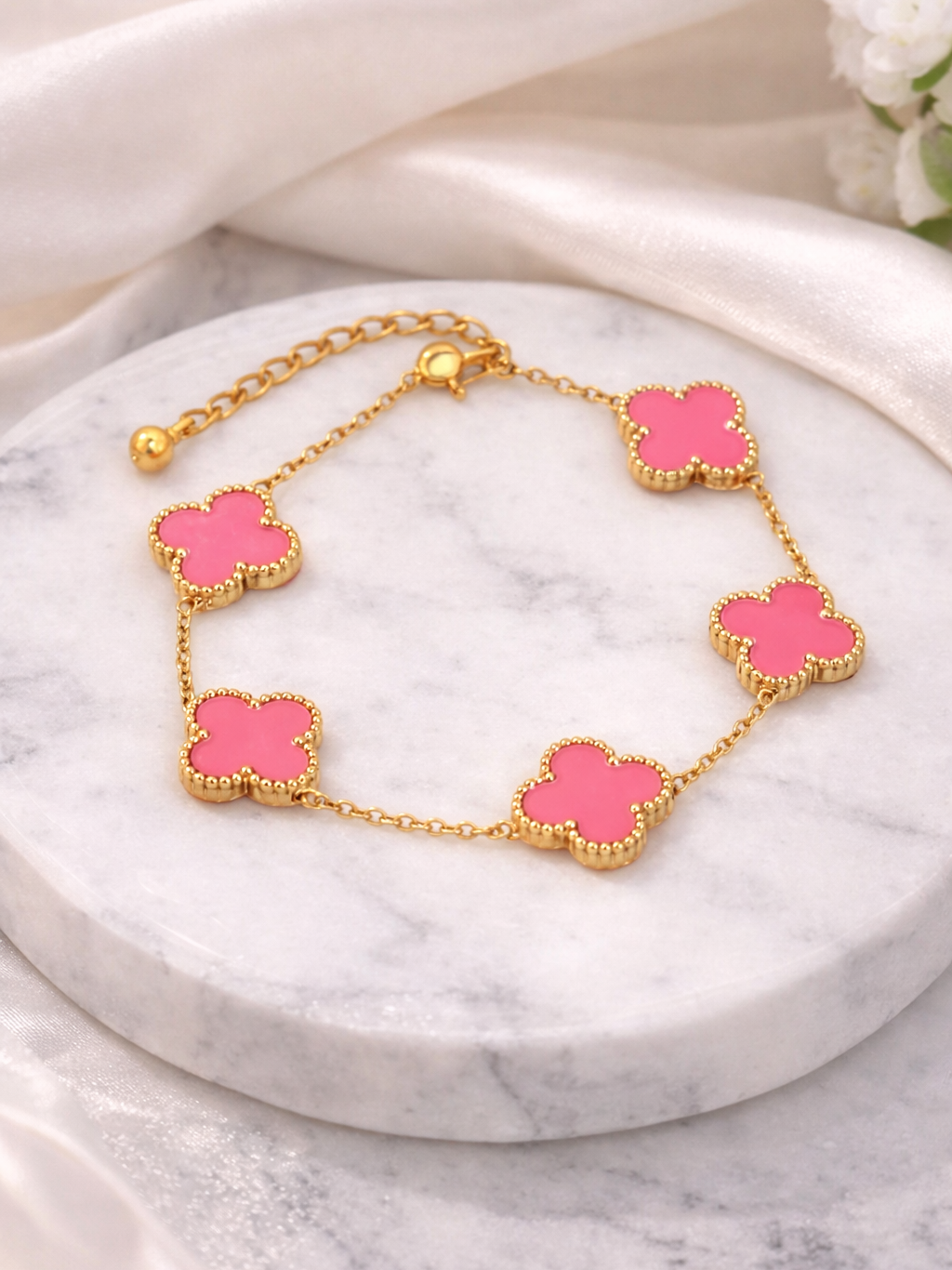 Pink Van Cleef Clover Bracelet