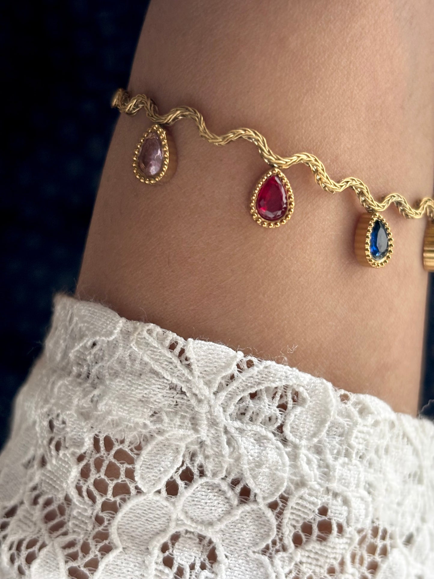 Gem Ripple Kada Bracelet | Anti Tarnish Gold Plated