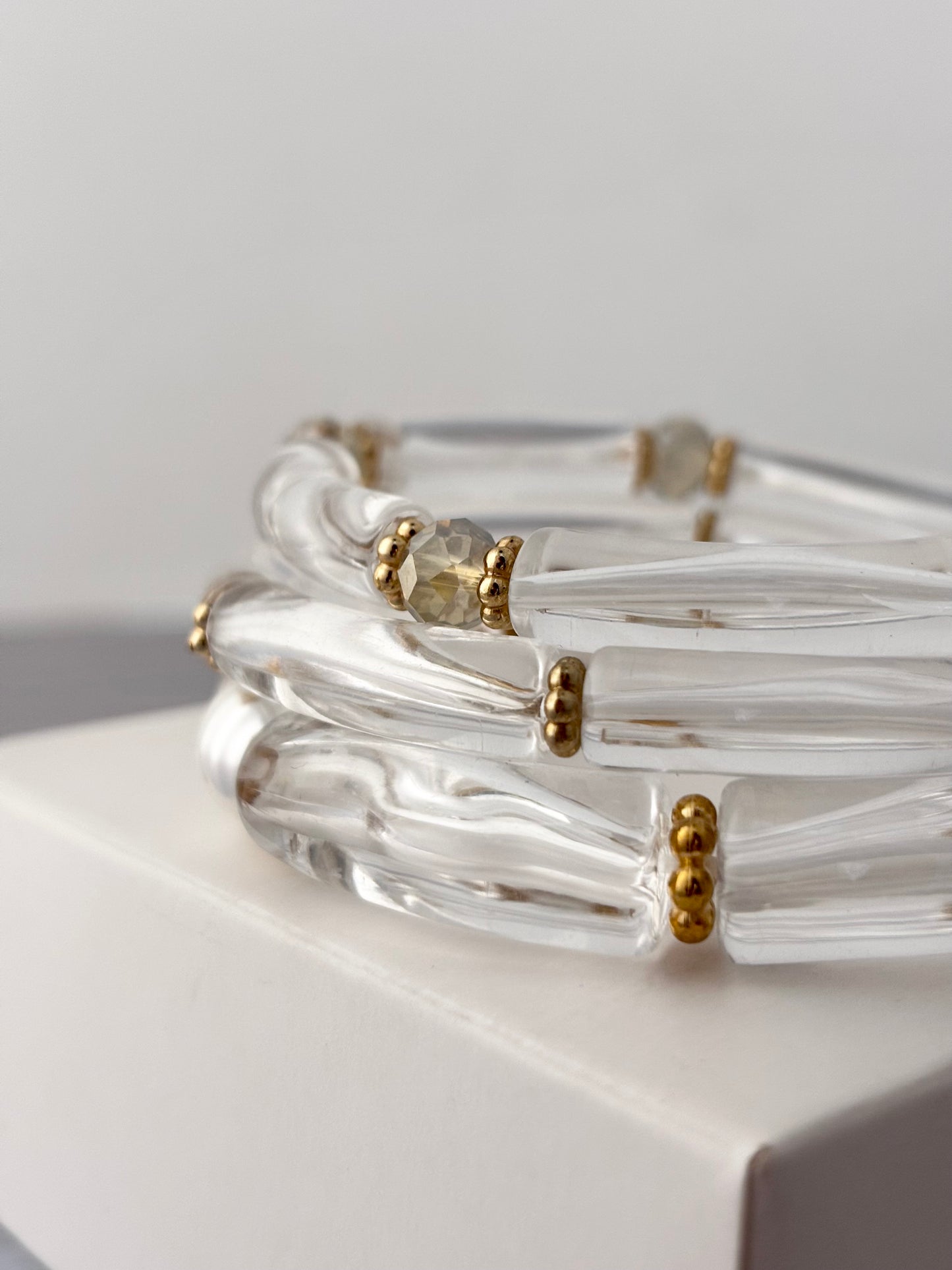 3 Piece Clear Luxe Acrylic Bracelet Stack | All size