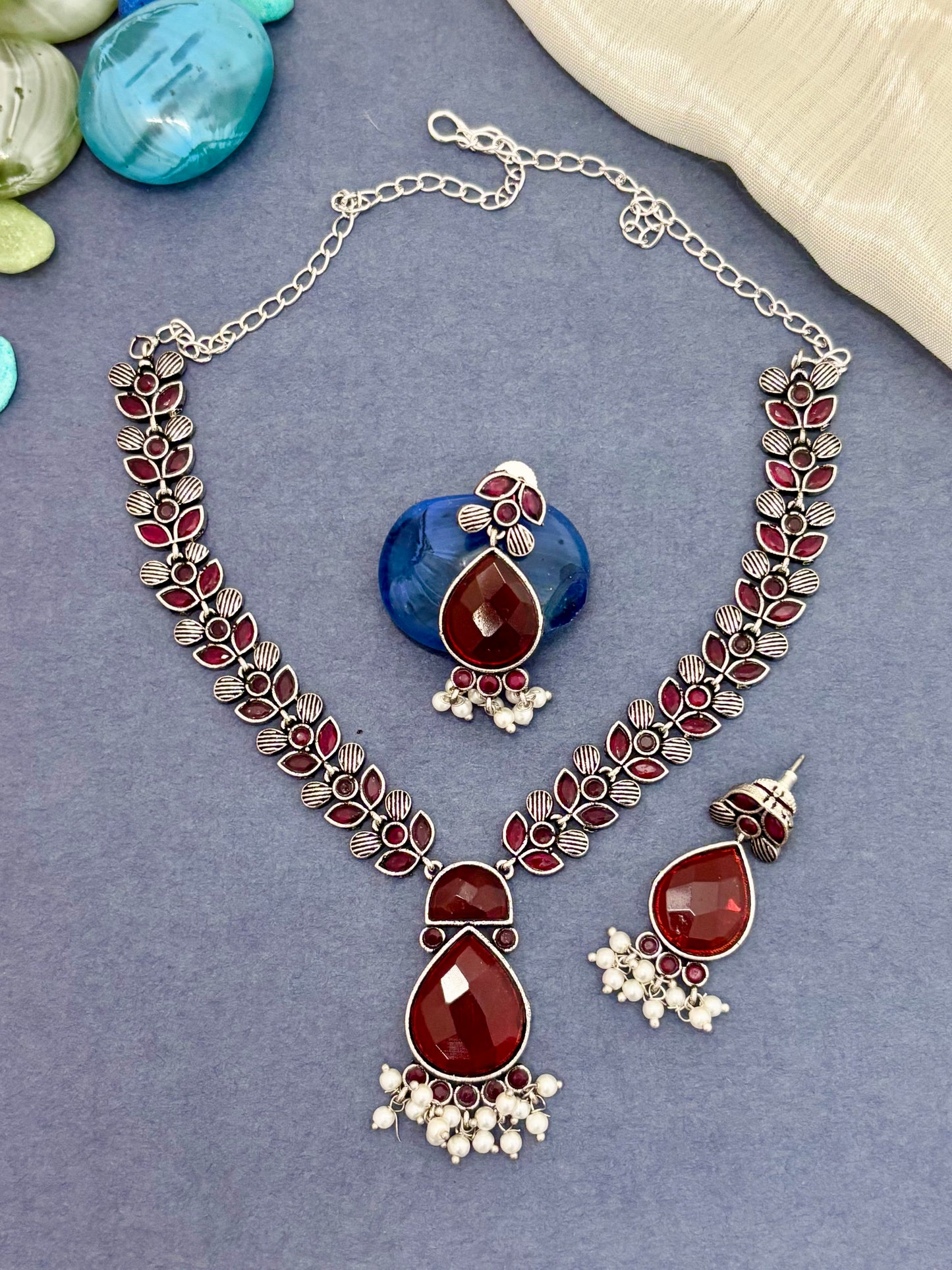 Aaradhya Necklace Set (Red)