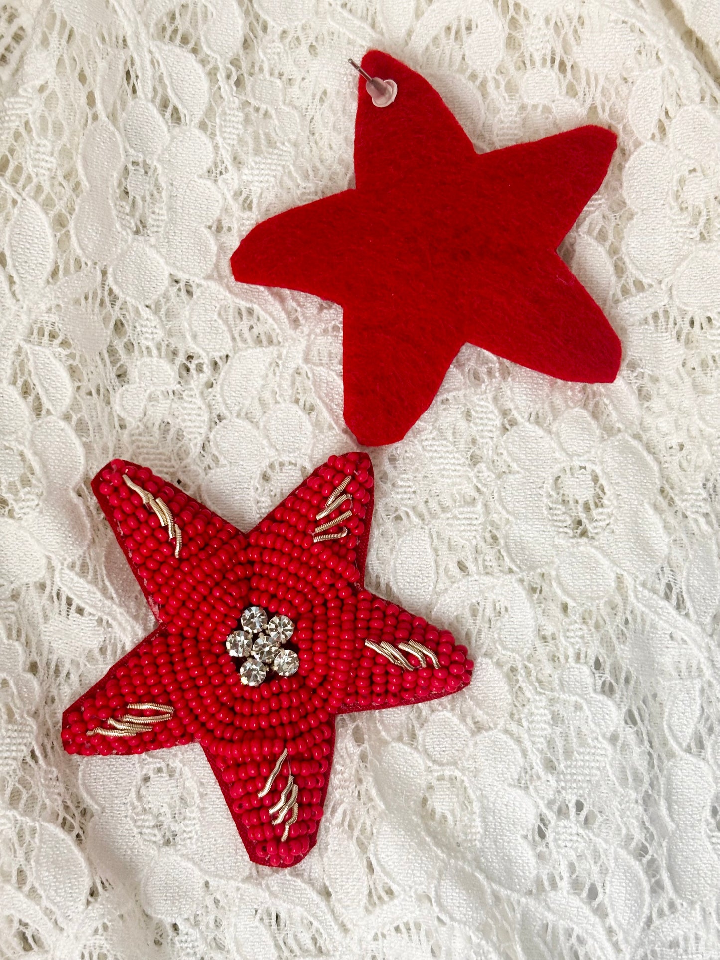 Starry Noel Red Handmade Earrings