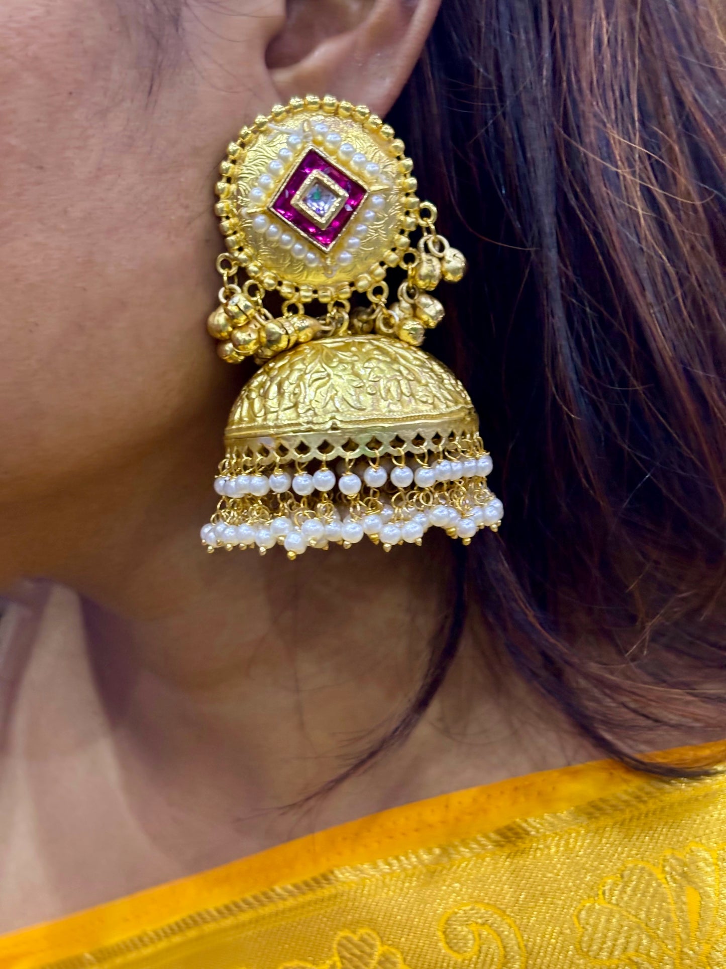 Maharani Gold Jhumka Earrings