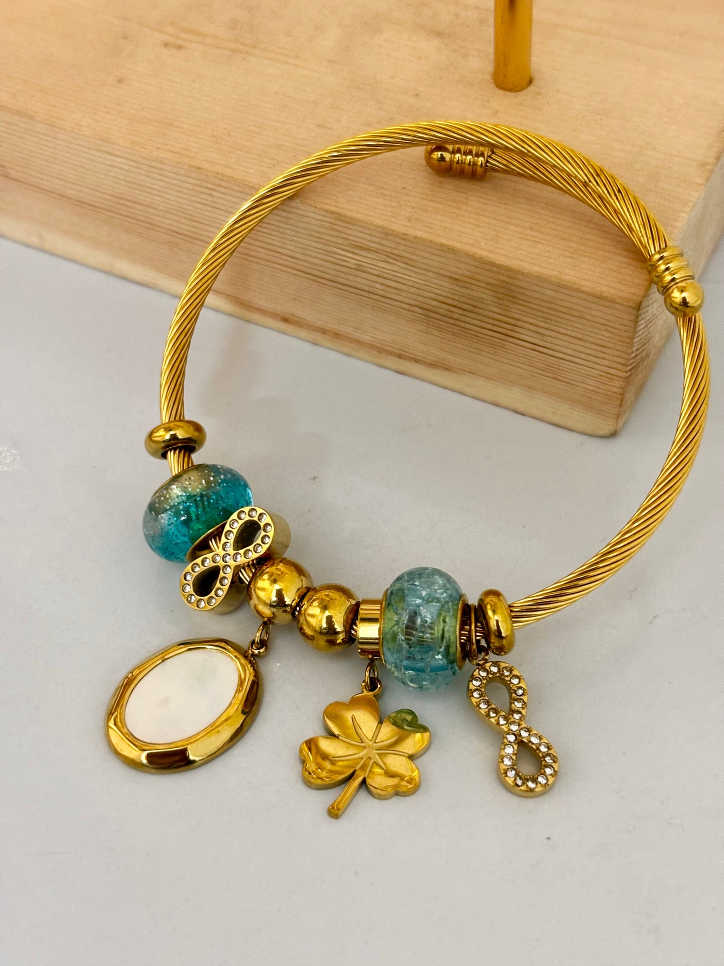 Pandora Style Infinity & Clover Charm Bracelet