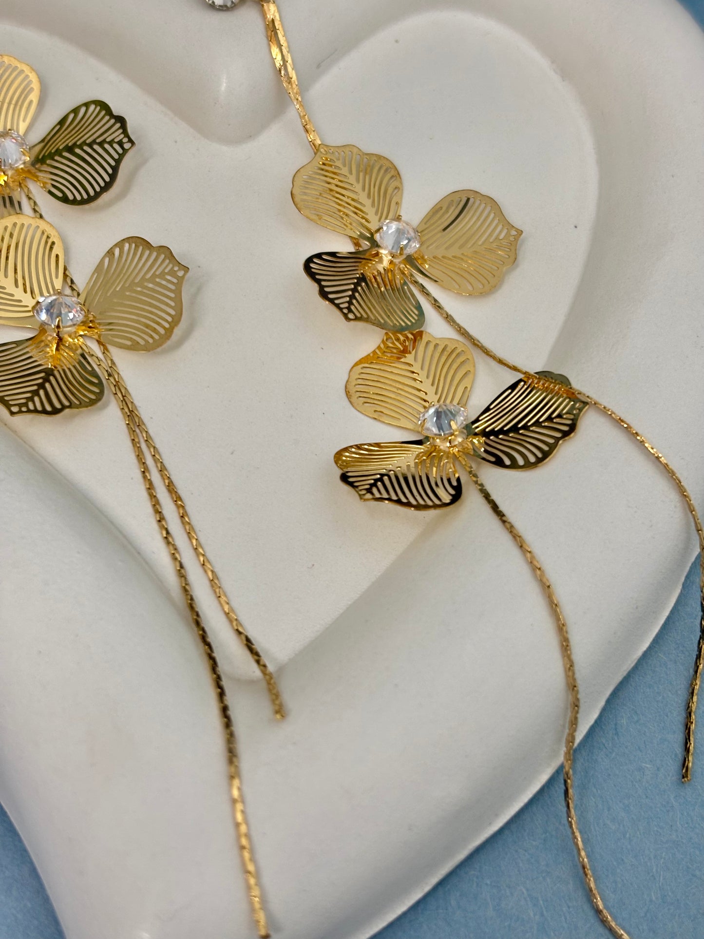 Golden Orchid CZ Drop Earrings