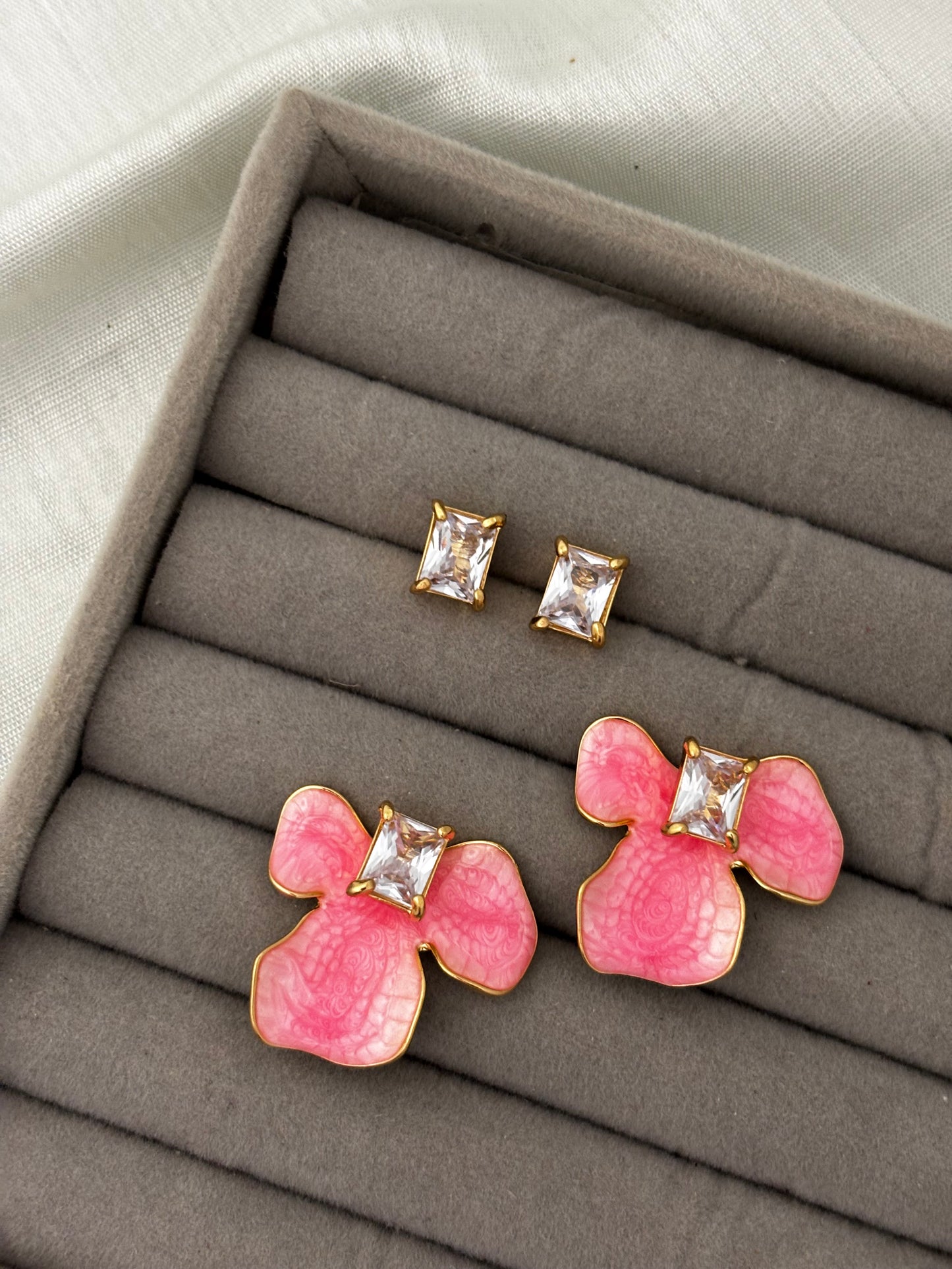 Orelle Zircon Two in One | Anti-Tarnish Enamel Studs