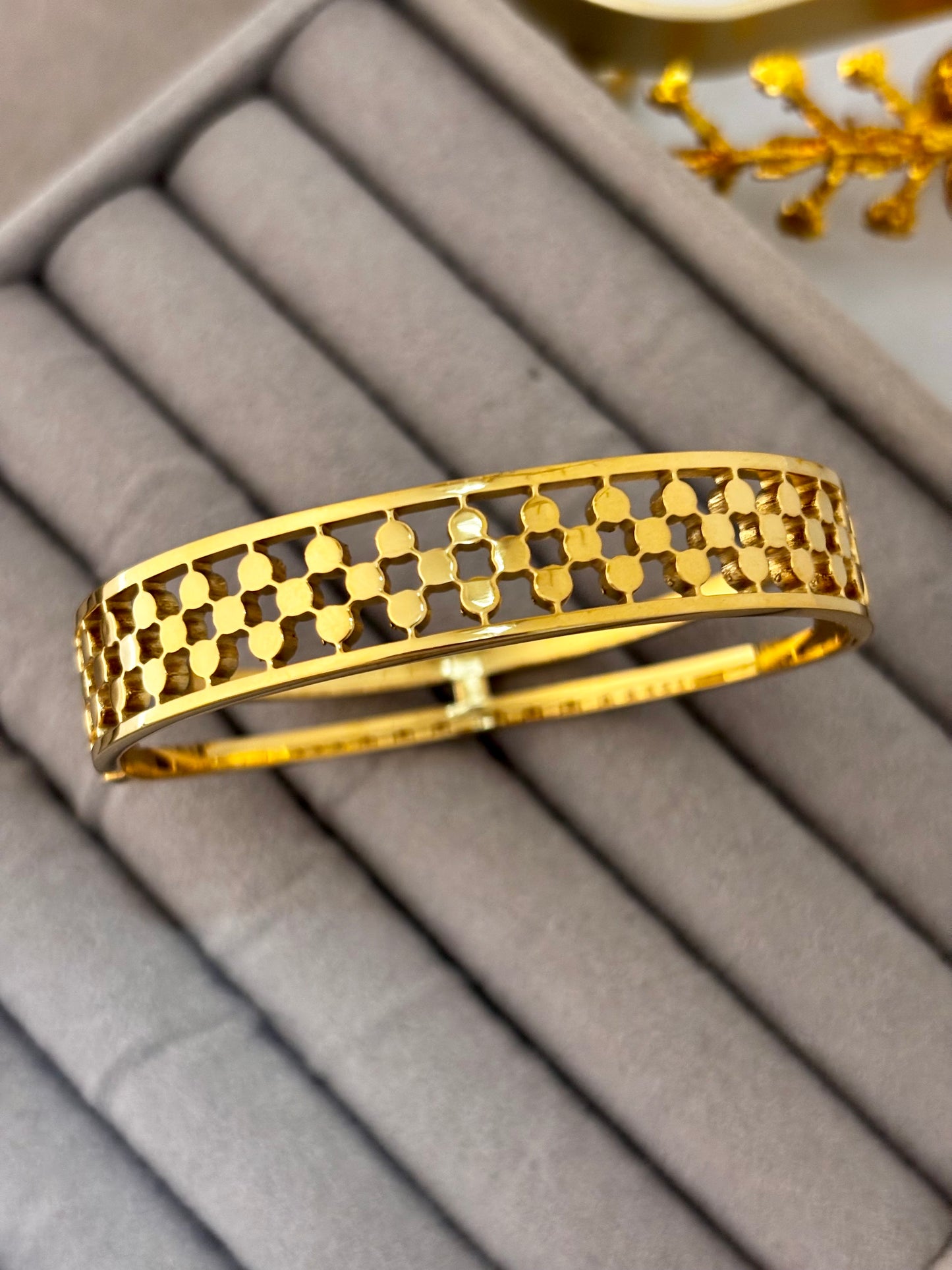 Golden Mesh Kada | Anti Tarnish Gold Plated Bracelet