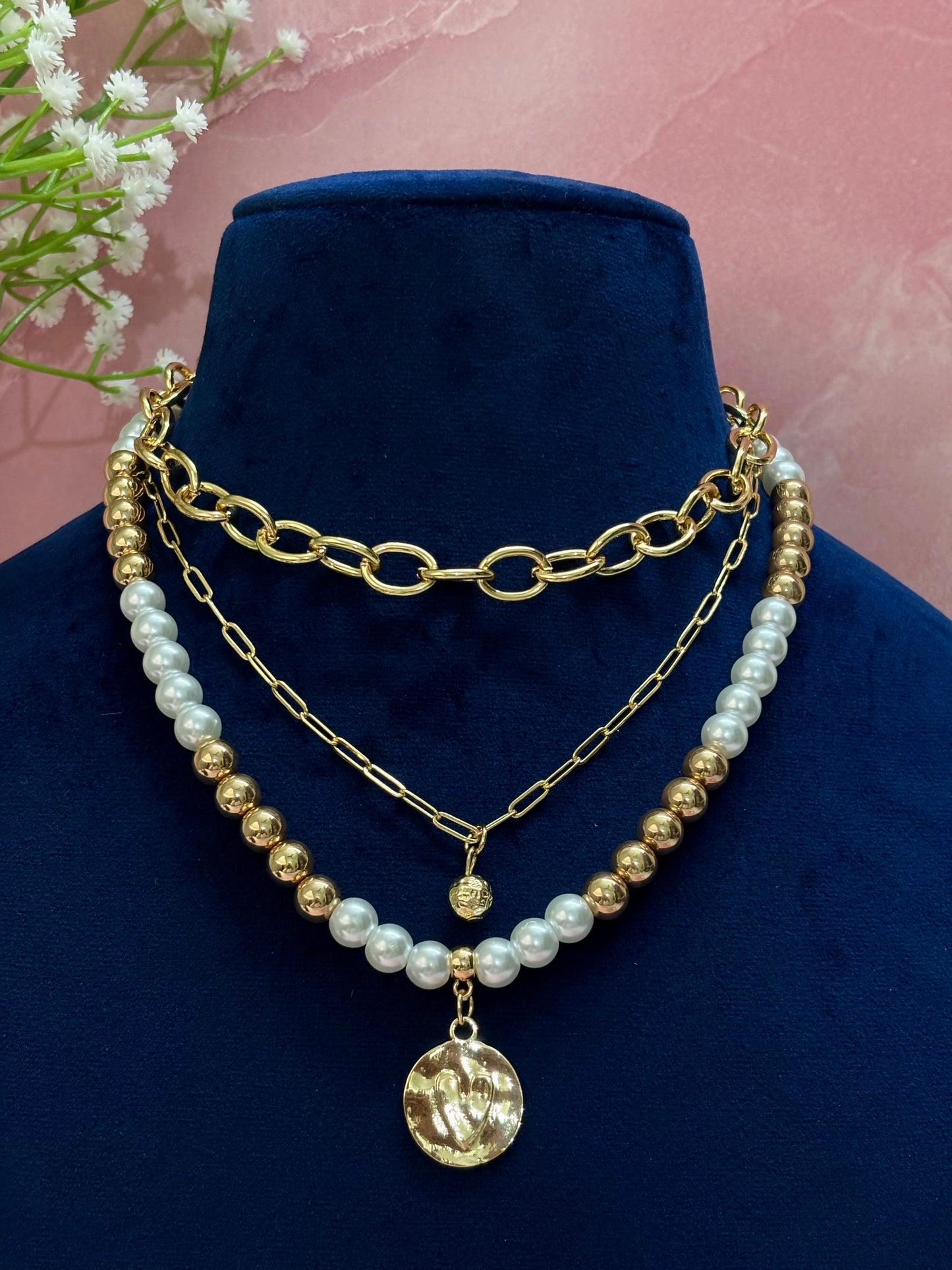 Chunky Pearl Multi Layered Necklace