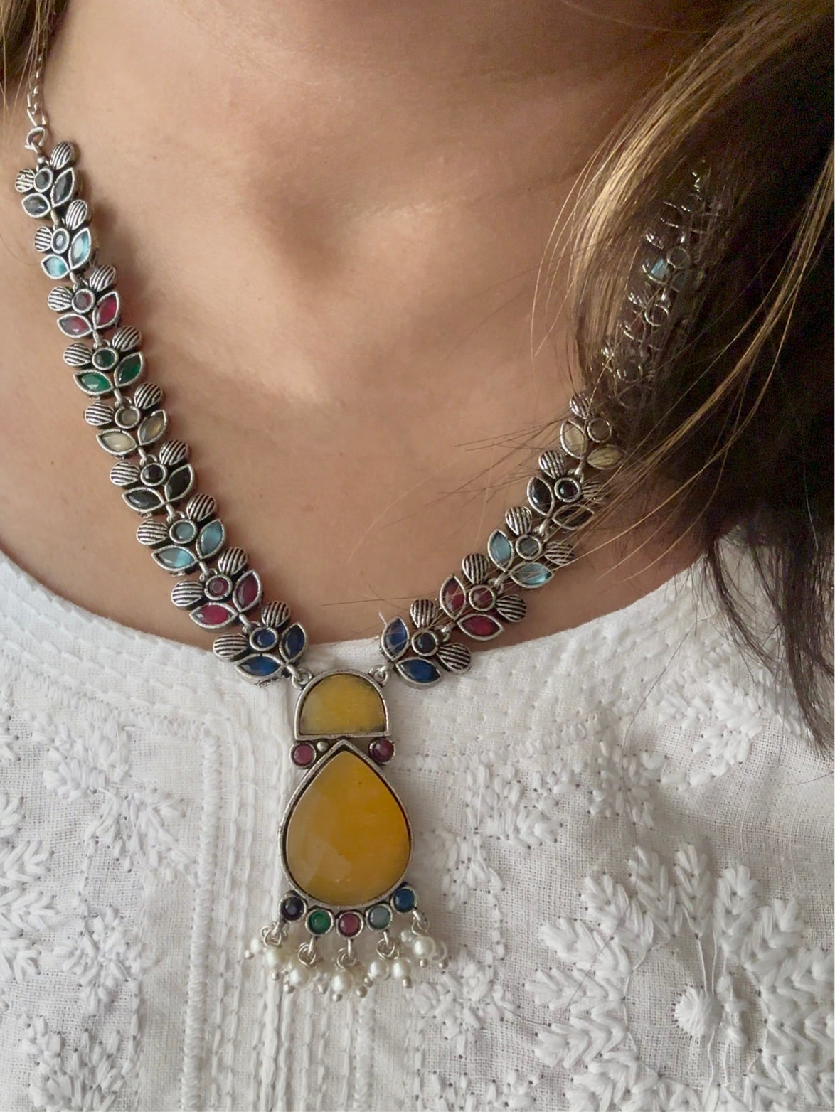 Aaradhya Necklace Set (Yellow)