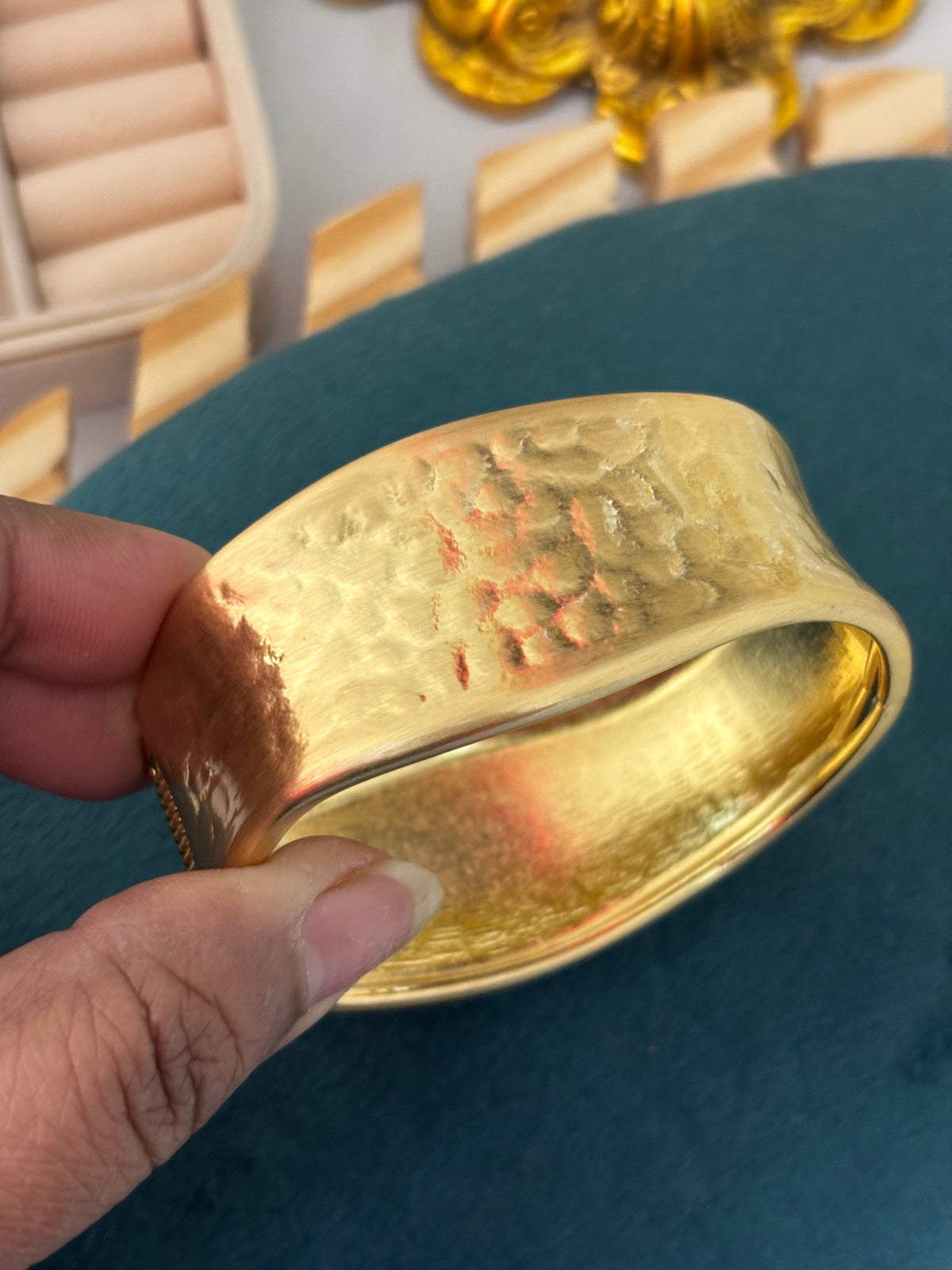 Gold Melt Stainless Steel Matte Textured Cuff Bracelet
