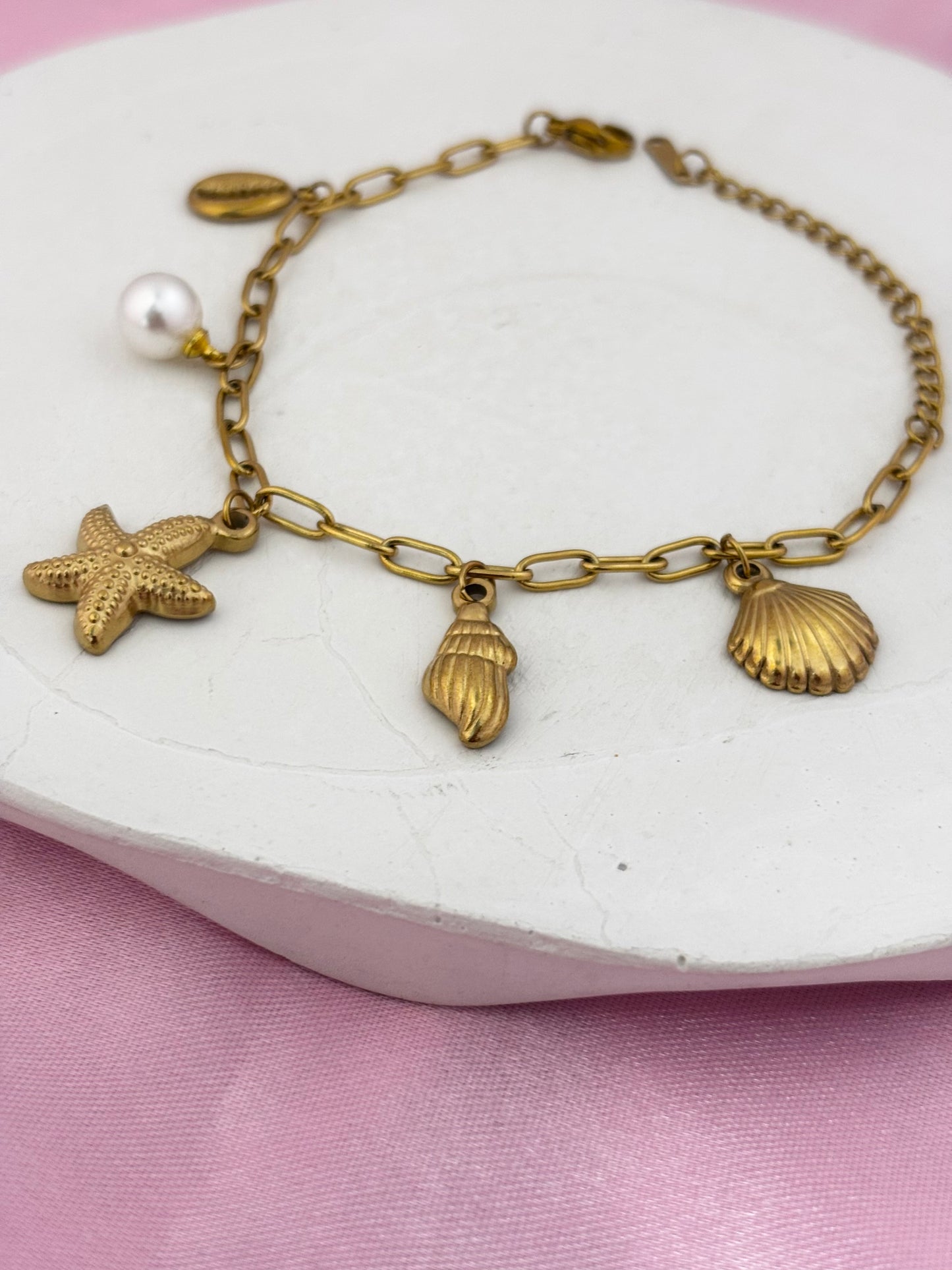 Starfish Pearl Charms Bracelet