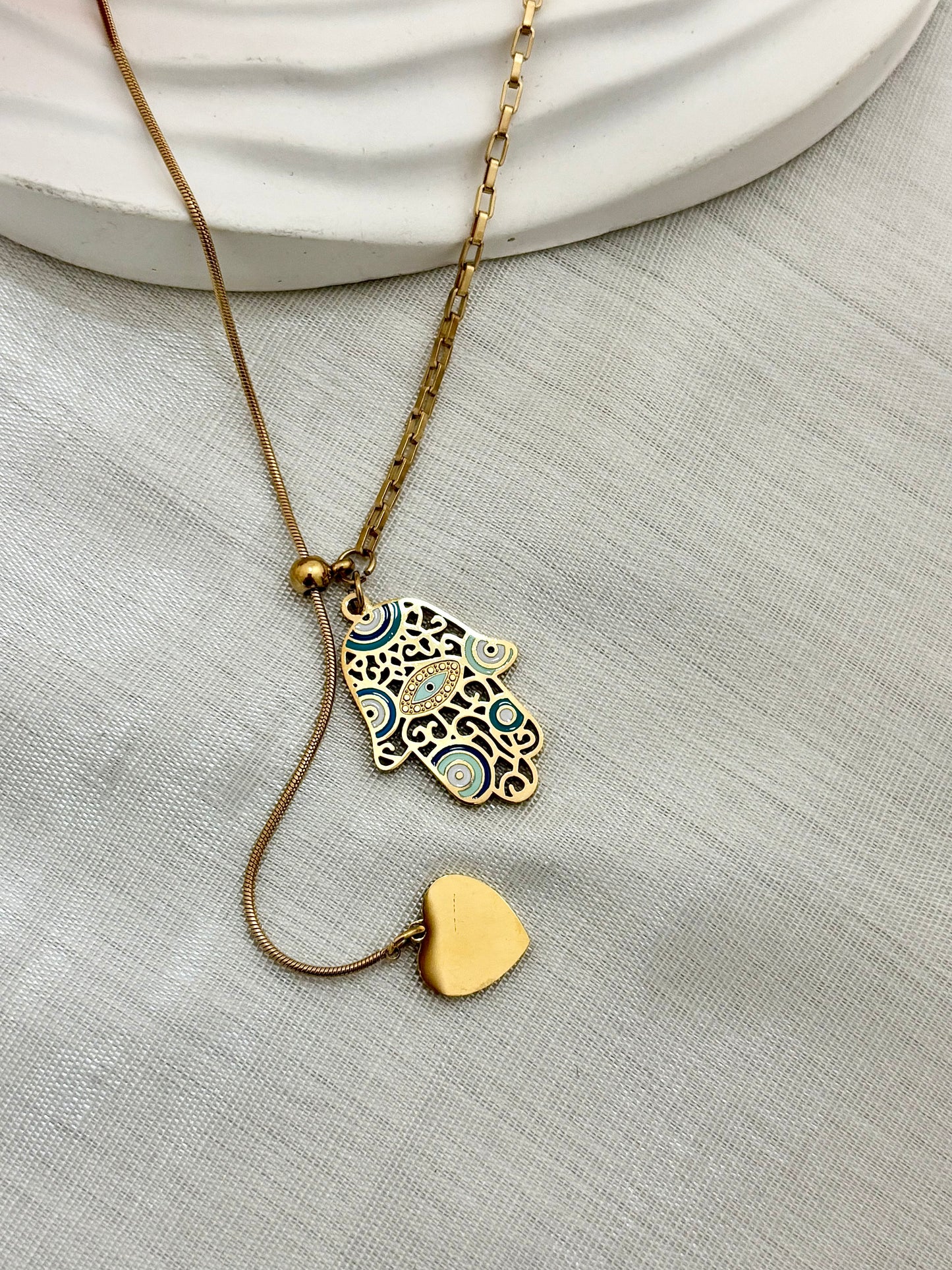 Hamsa Harmony Lariat Necklace