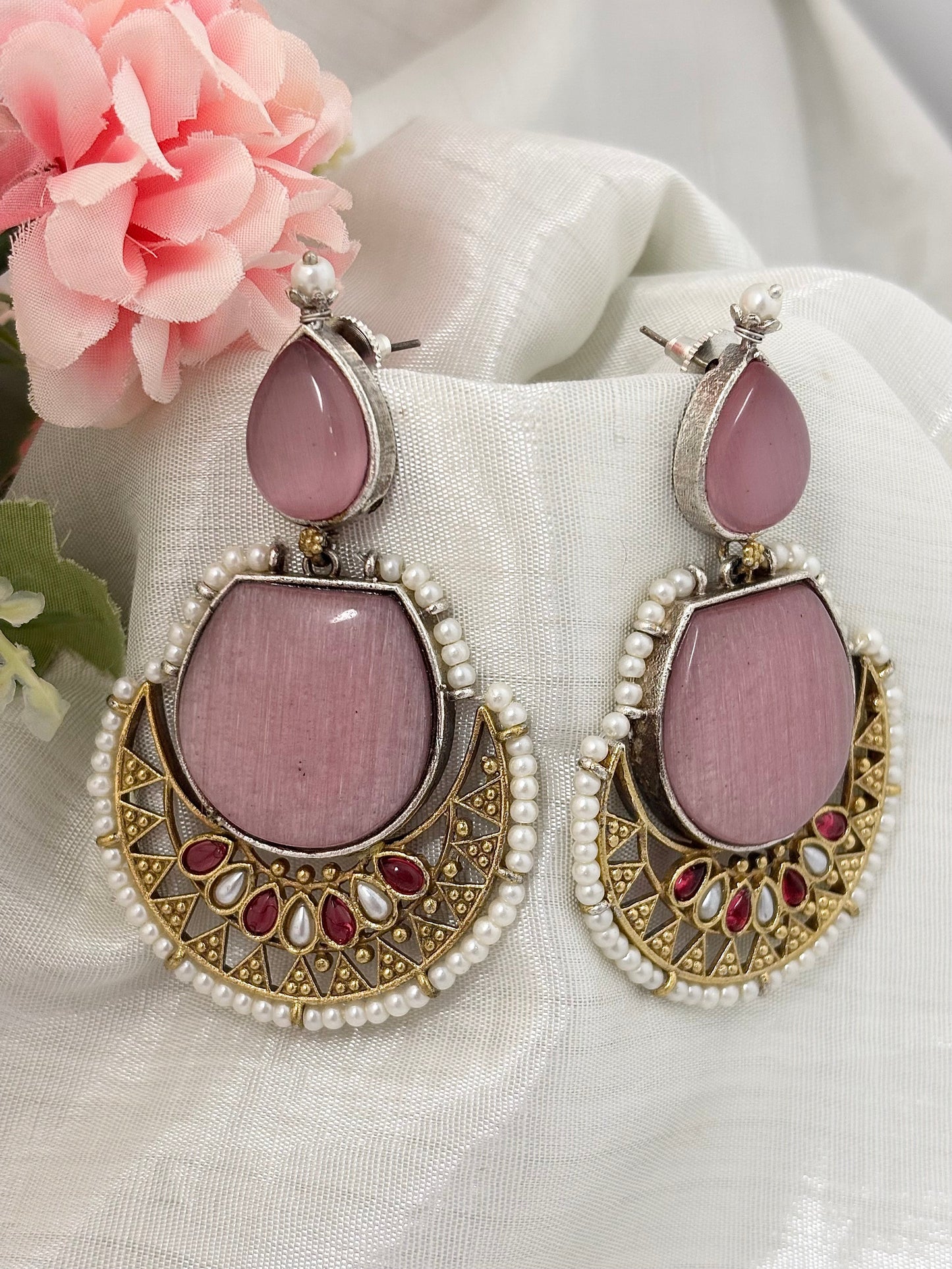 Noorjahan Chandbali (Pink) Pink Chandbali