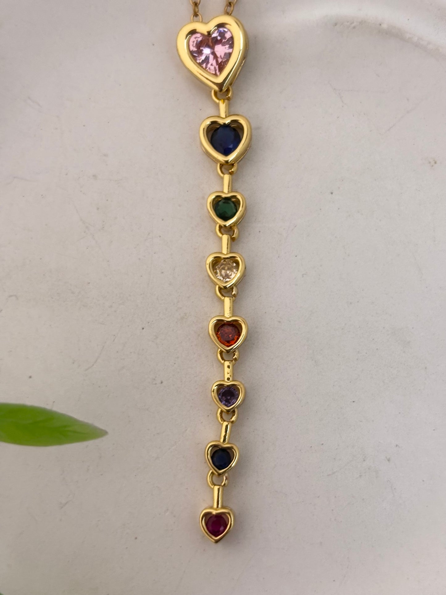 Viral Golden Multicolor Heart Drop Necklace