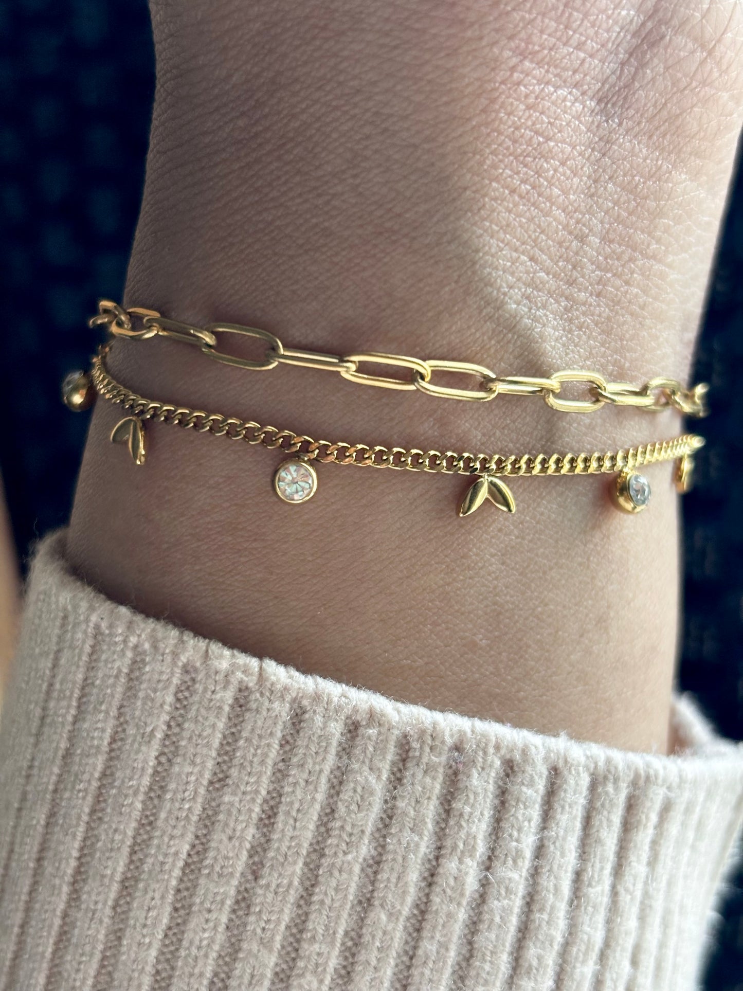 Twin Whispered Double Layered Bracelet | Anti Tarnish Gold Plated