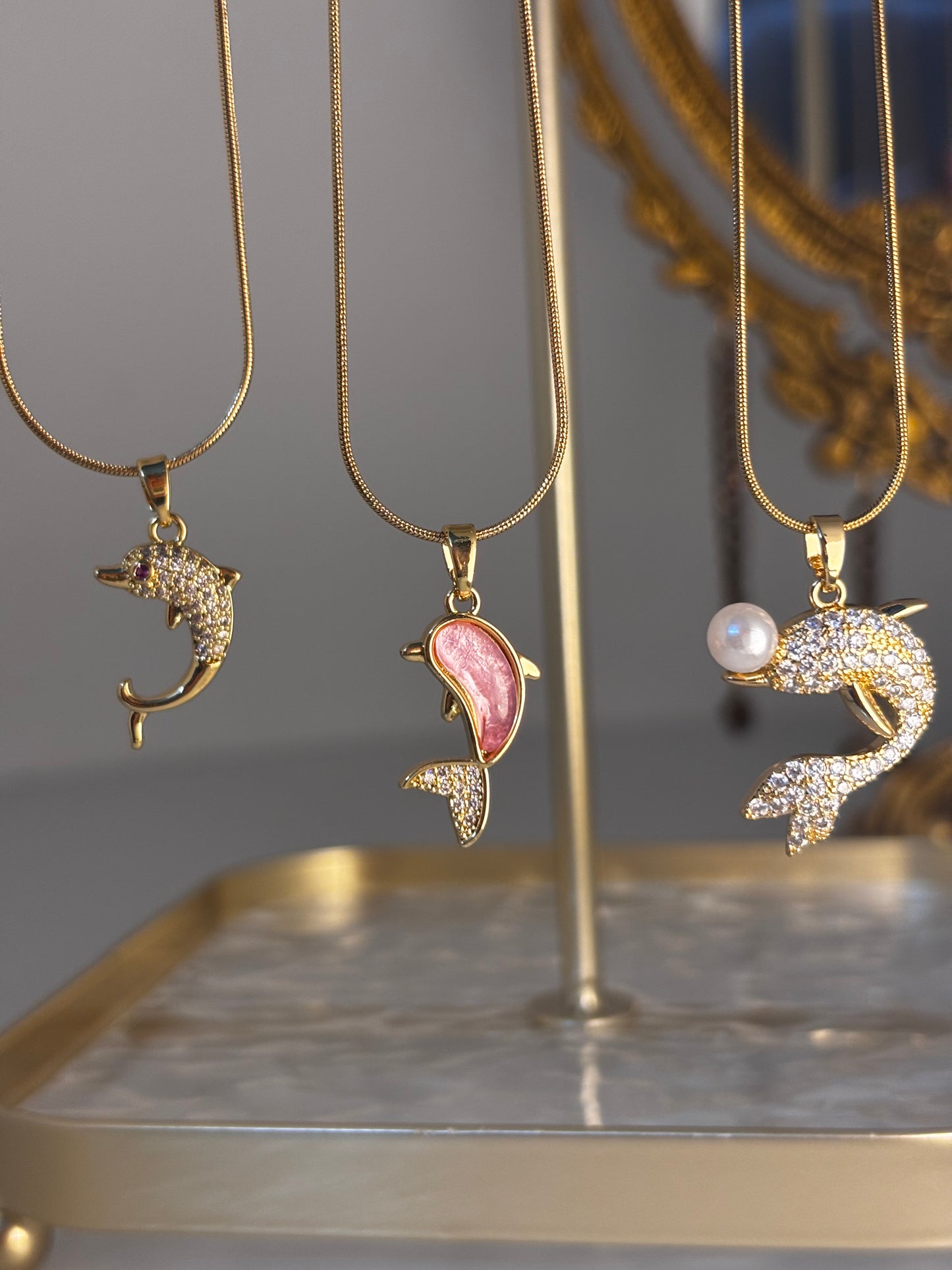 Pookie Pink Dolphin Pendant Necklace | Gold Plated Non Tarnish