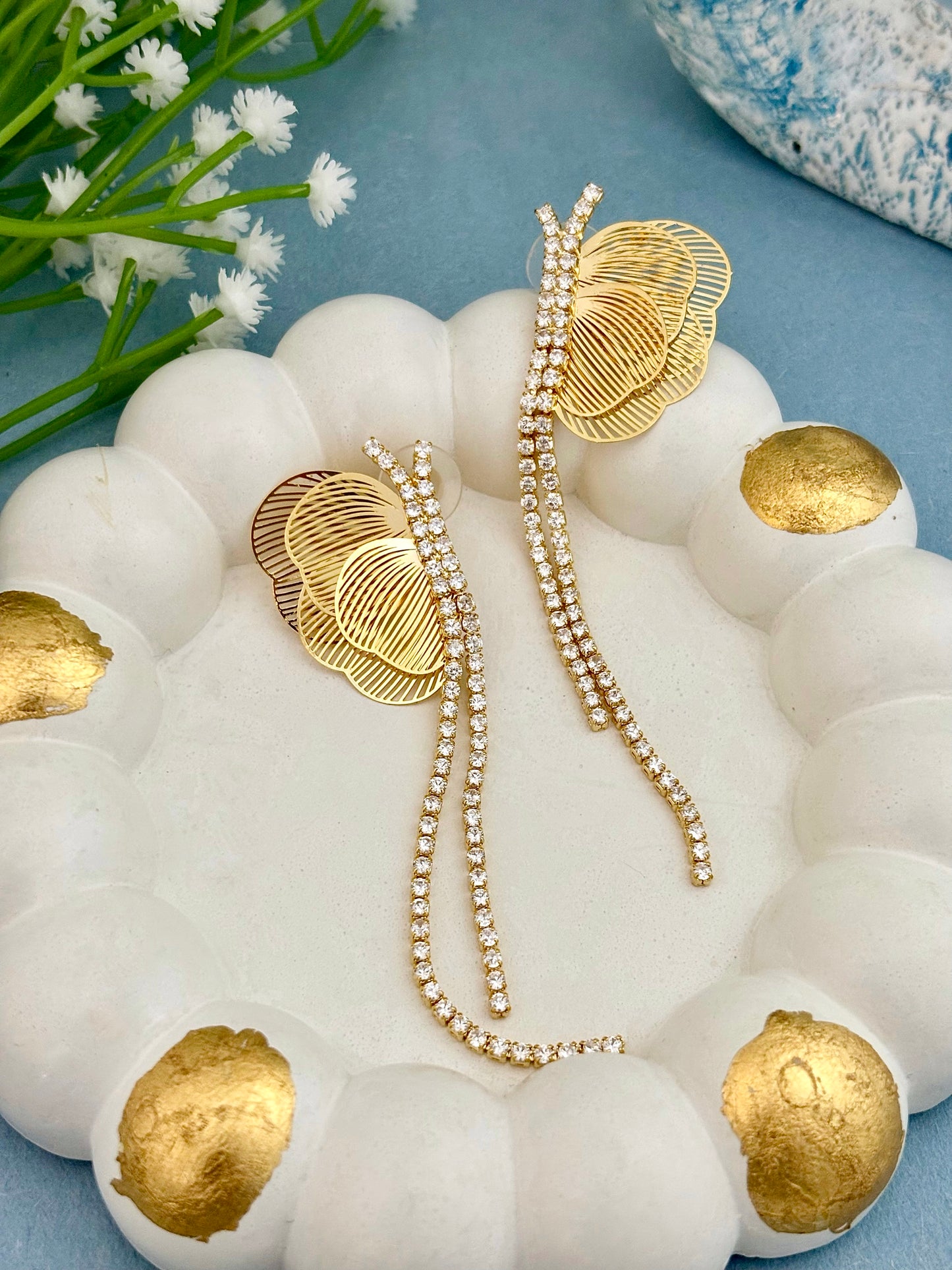 Golden Flutter CZ Dangles