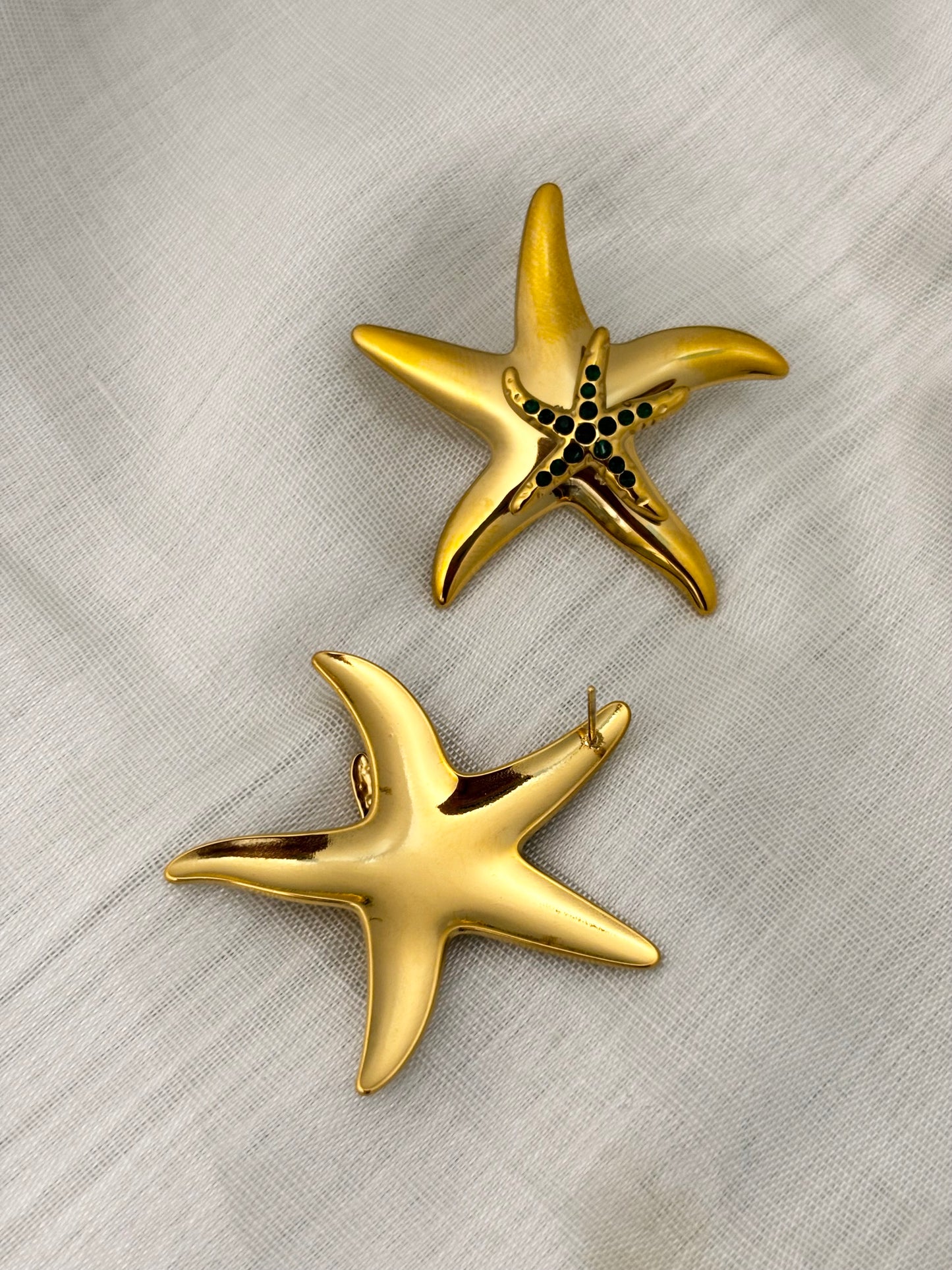 Emerald Starfish | Anti-Tarnish Gold Plated Studs