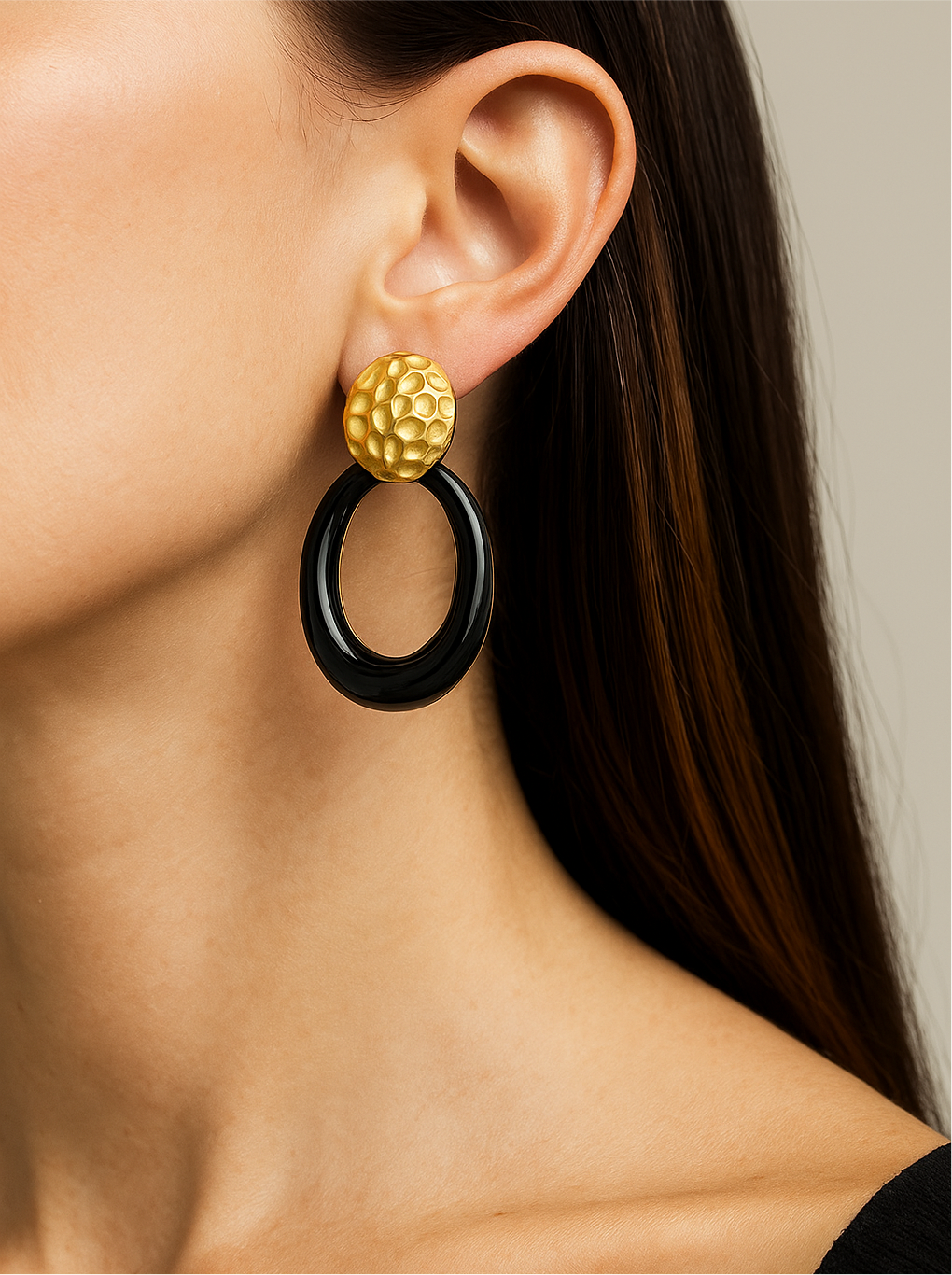 Hammered Golden Textured Drops