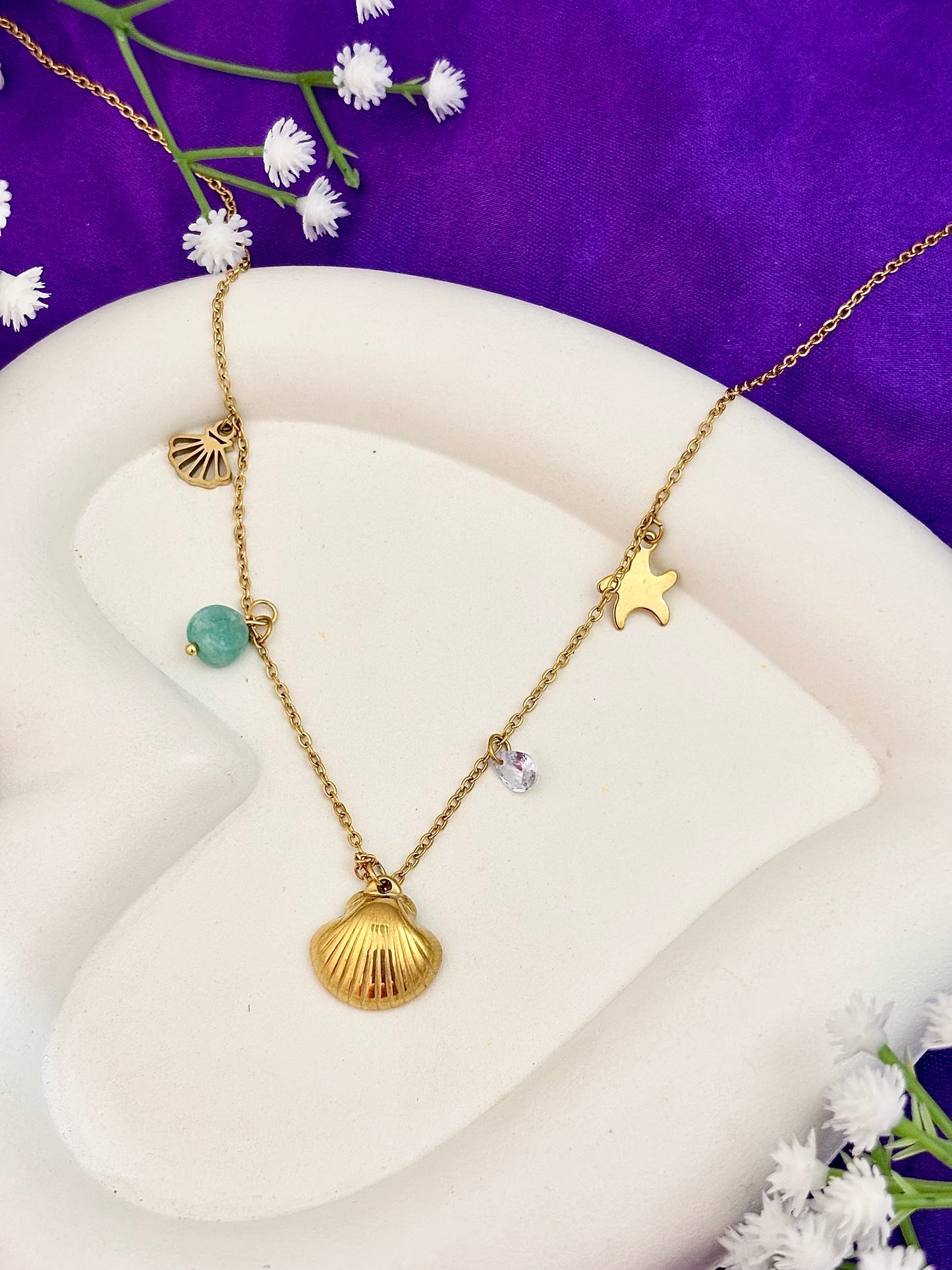 Golden Shore Charm Necklace