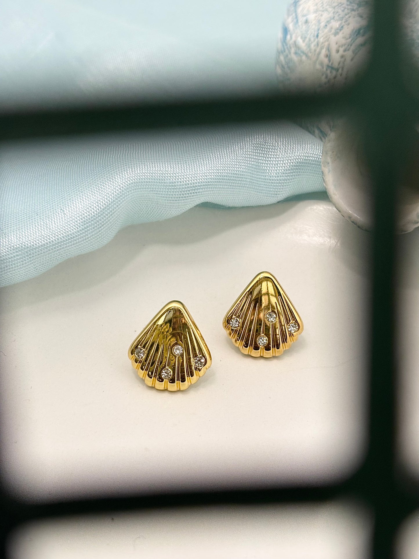 Golden Seashell Studs