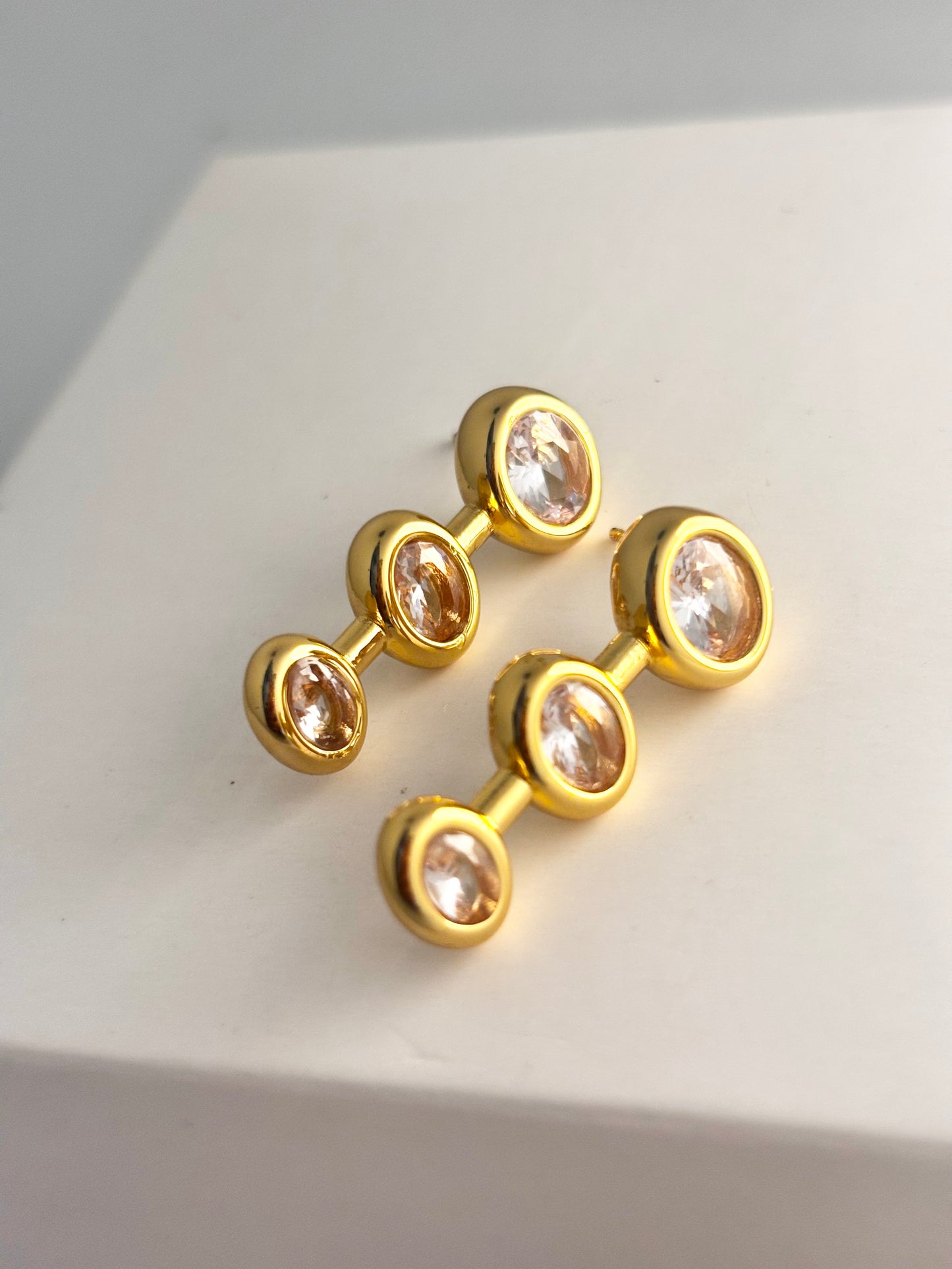 Orba Drops | Tripple CZ stone earrings | 18k Gold Plated