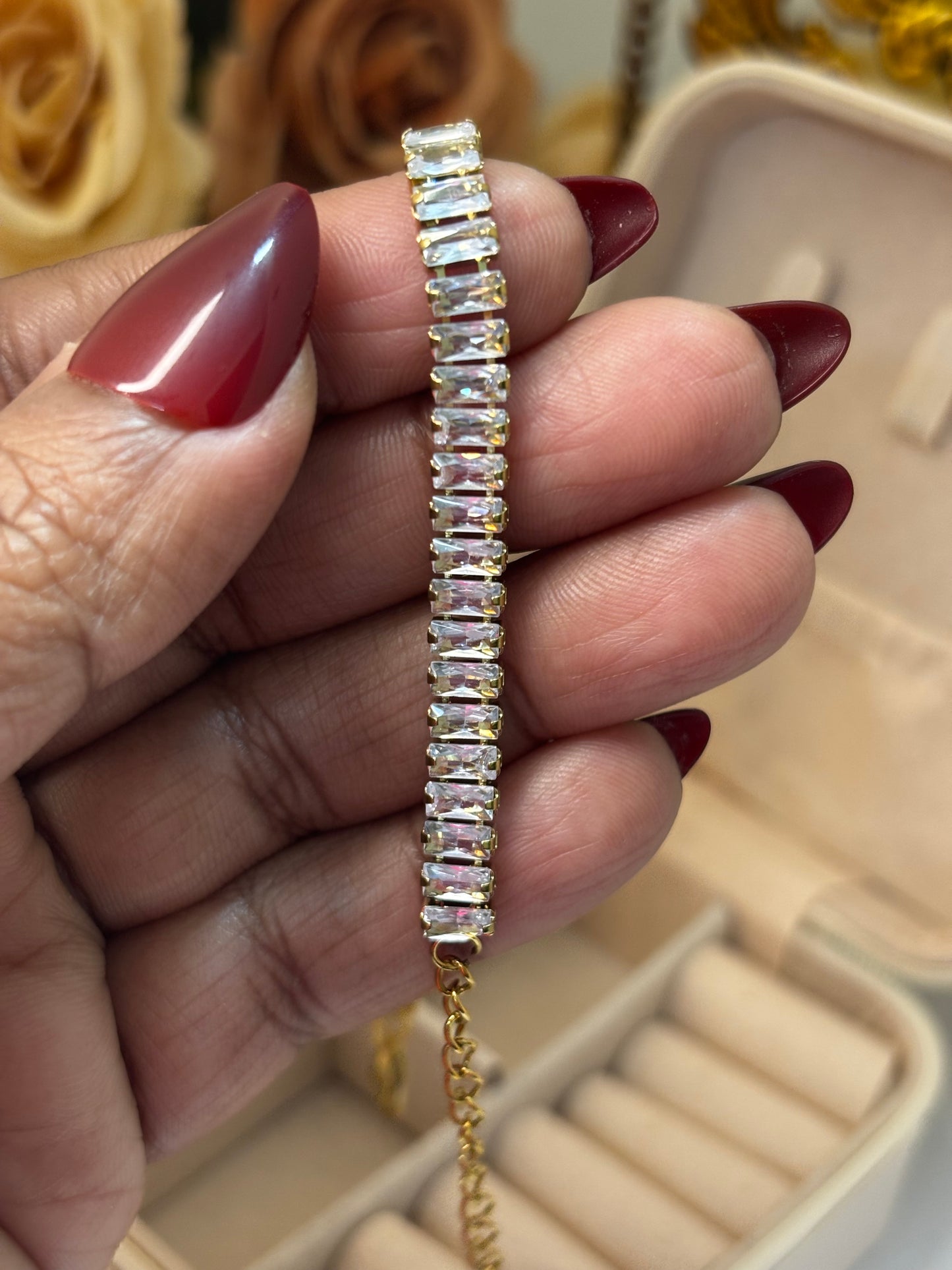 Baguette White Crystal Tennis Bracelet