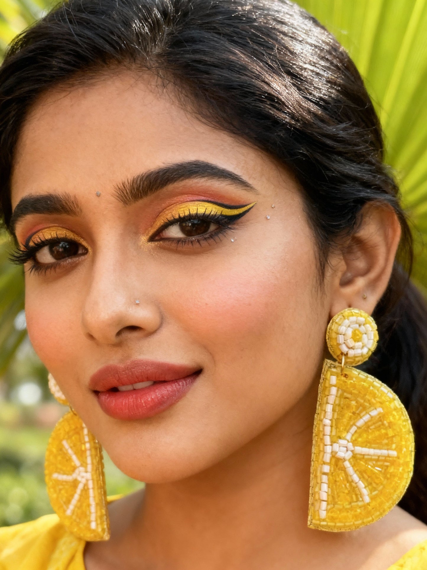 Orange Slice Beaded Earrings