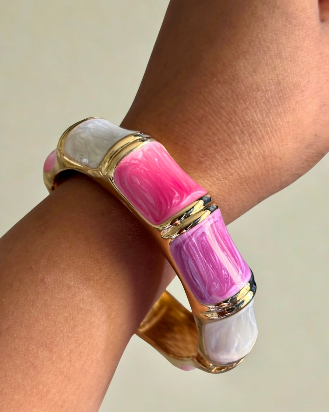 Blush Whirl | Pink and White Gold Enamel Bracelet