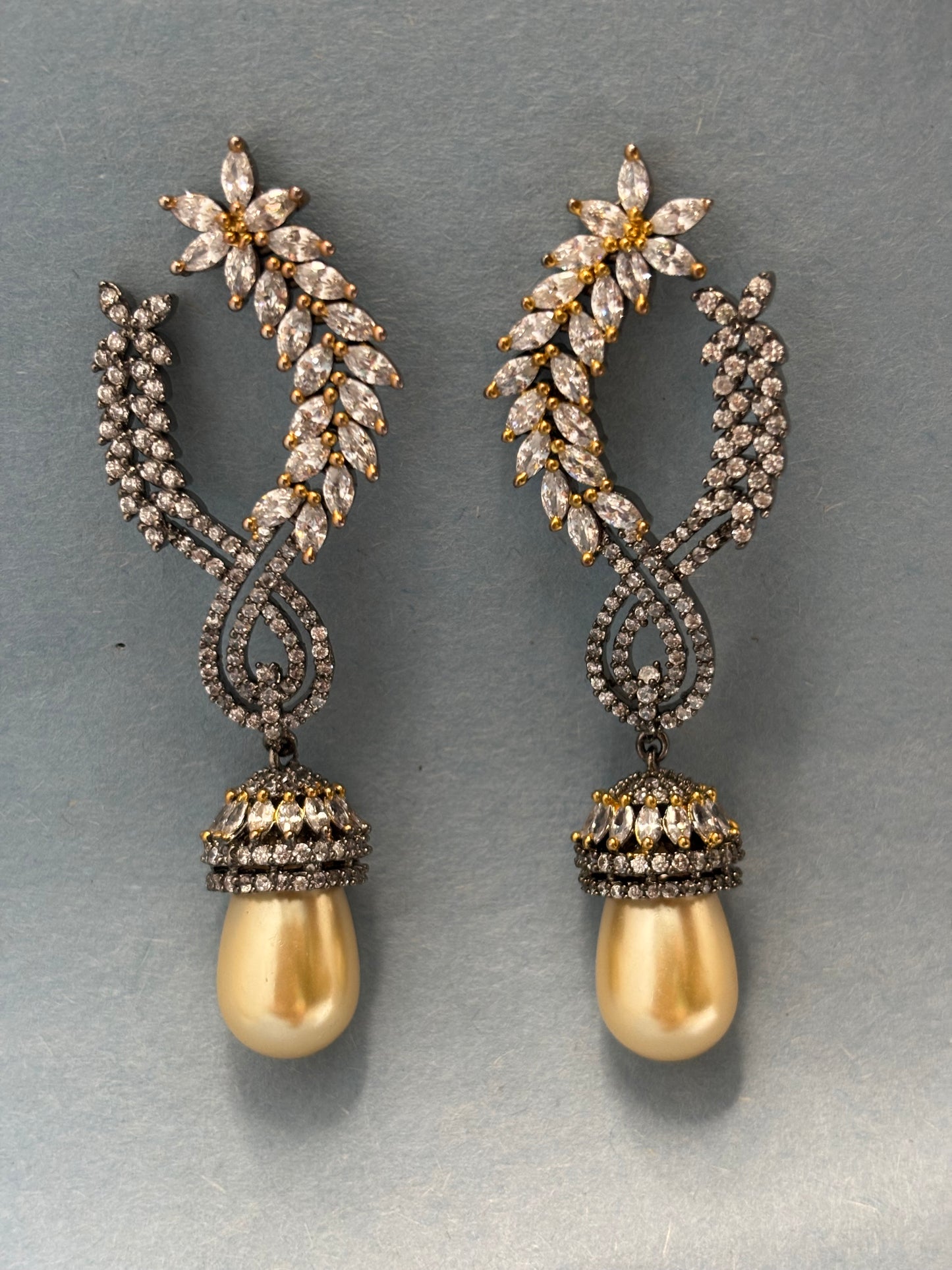 Elara Victorian Pearl Drop Earrings | Wedding & Party Wear