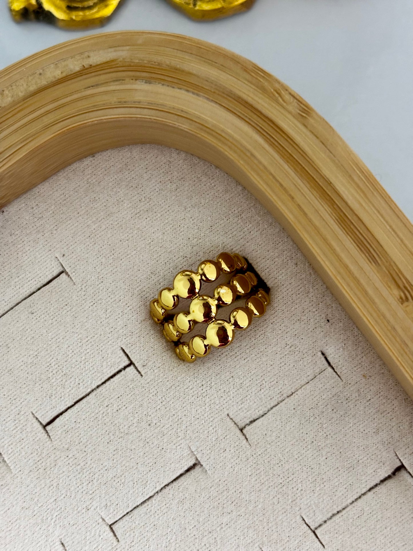 Minimalist Gold Beaded Band Ring for Women | Anti Tarnish Gold Plated