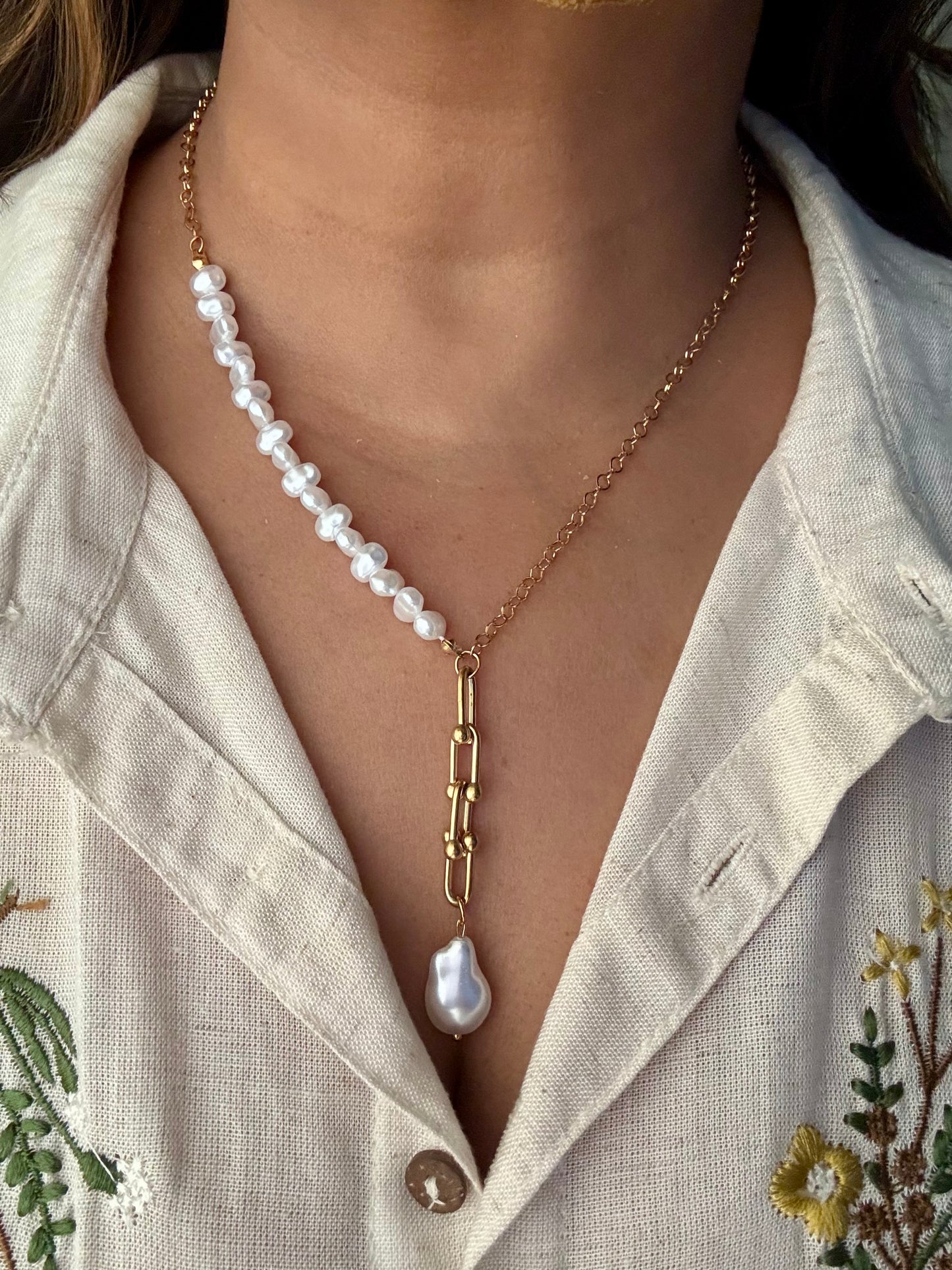 Fresh Water Pearl Lariat Necklace