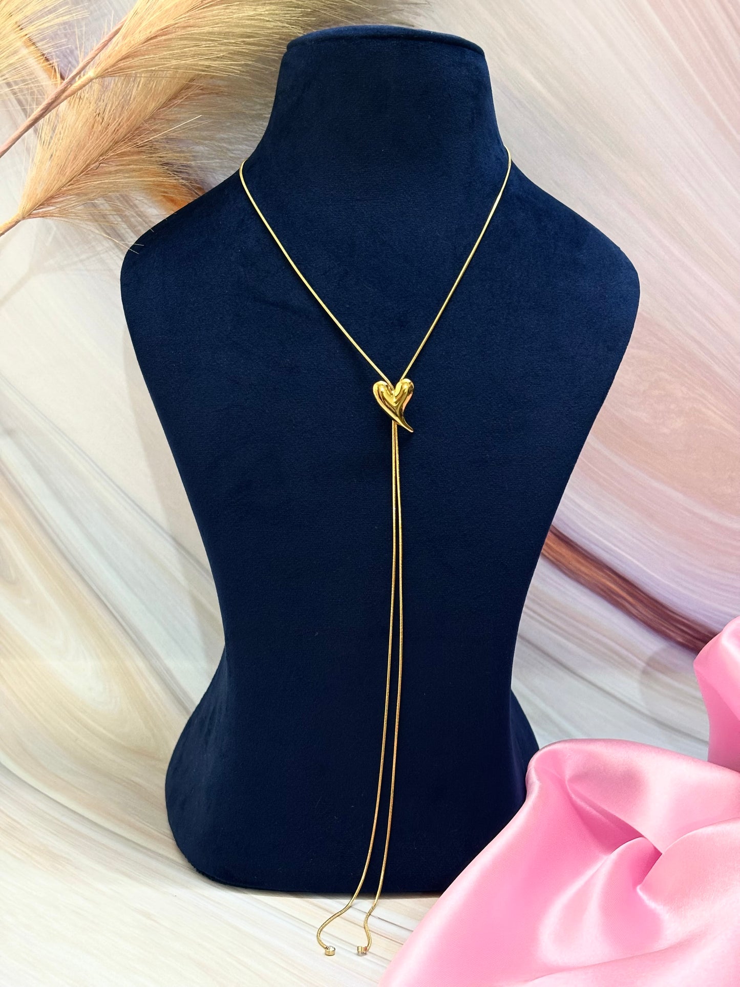 Adjustable Heart Lariat Necklace
