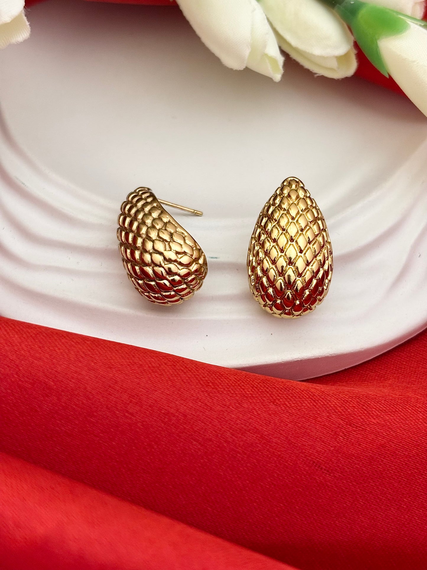 Textured Teardrop Studs