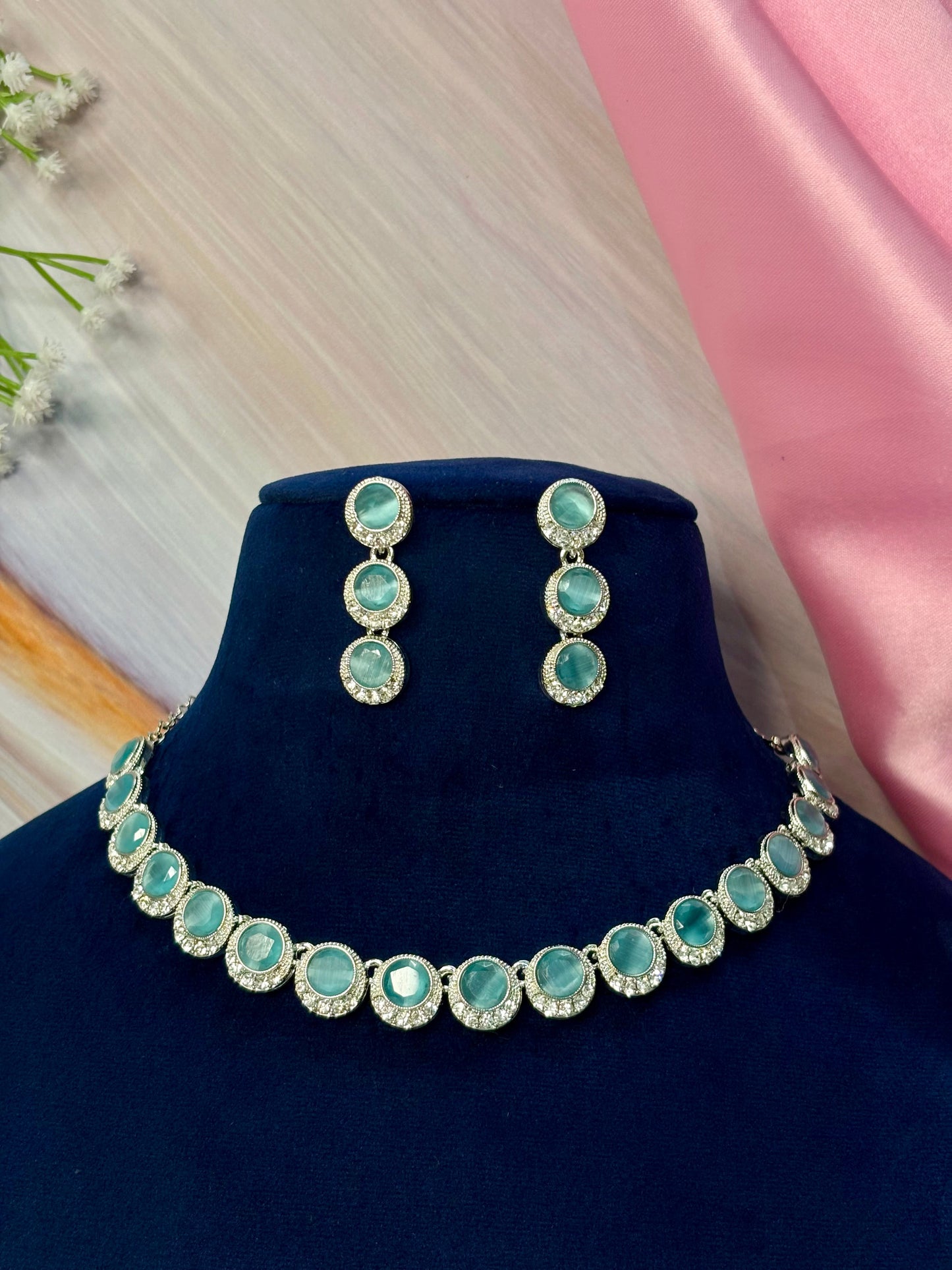 Aurora Spheres Necklace Set Blue Stonework Necklaces