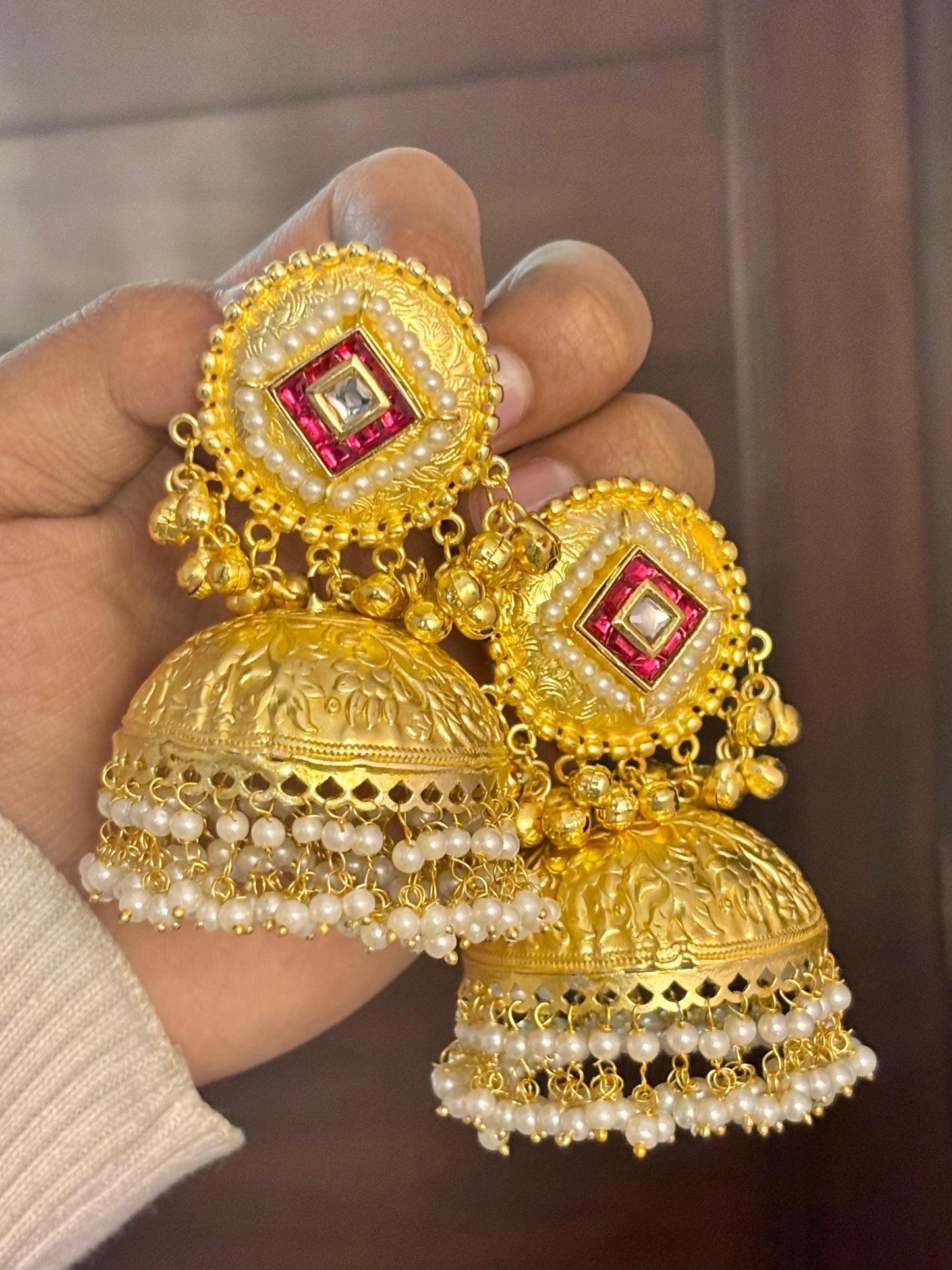 Maharani Gold Jhumka Earrings