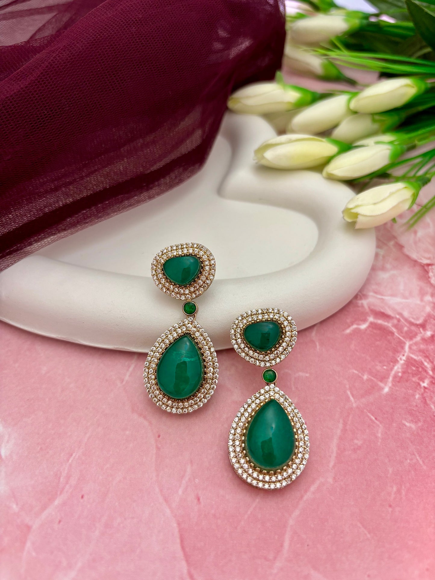 Vaanya Green Danglers