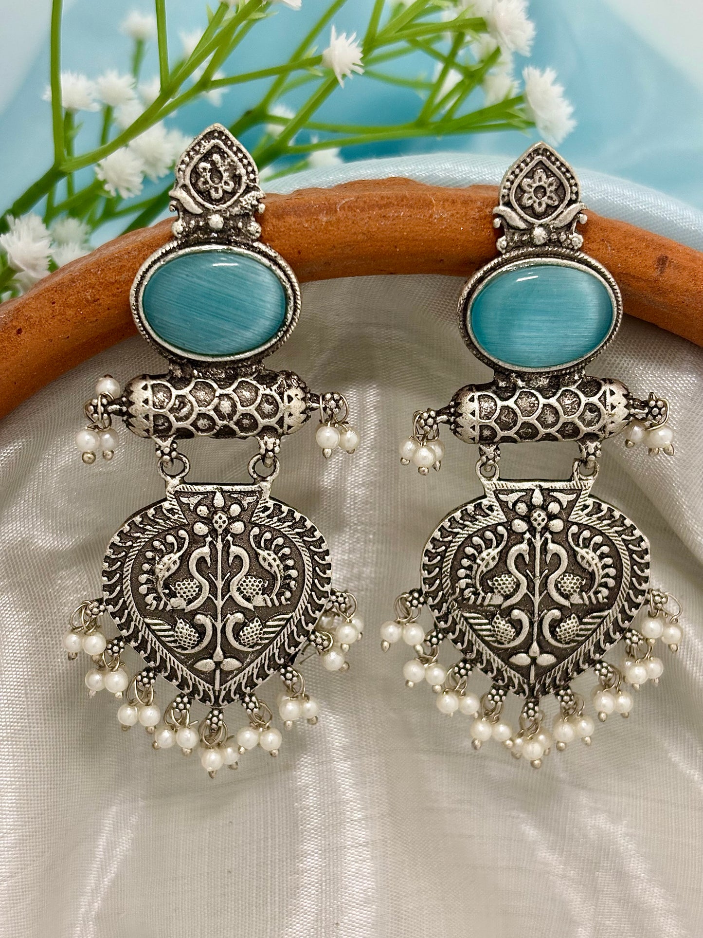 Ivara Jhumkas Earrings (Blue)