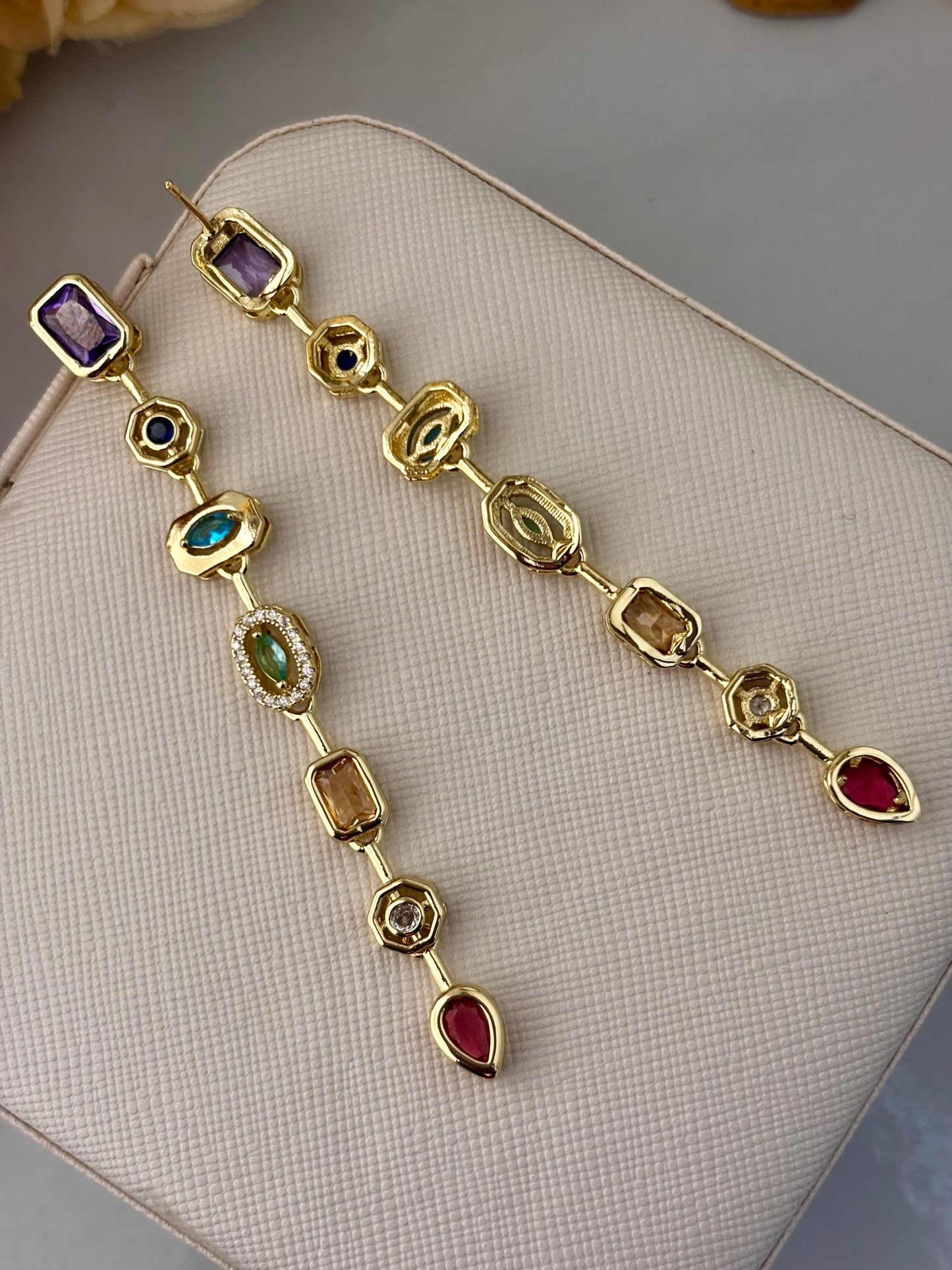 Viral Gold Plated Multi Stone Earrings | Anti Tarnish Gold Plated
