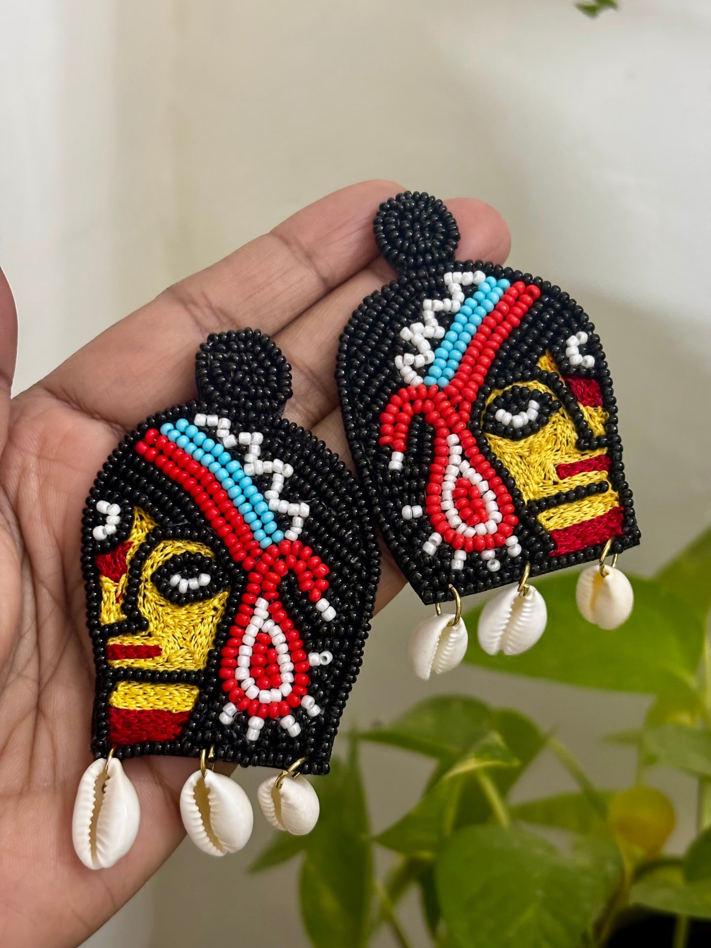 Tribal Shell Face Earrings