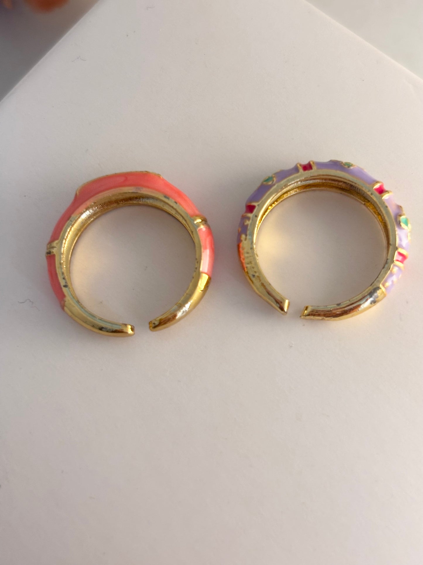 Candy Fleur Duo Enamel Ring Set of 2 | Adjustable Base