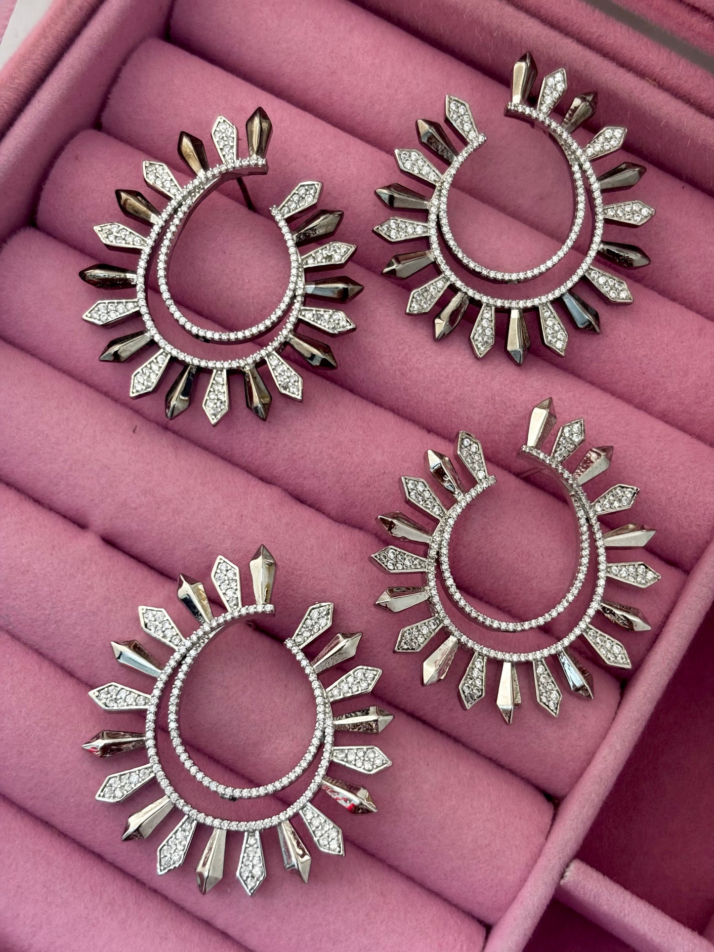Smokestar Dark Silver Shade Nano AD stonework Earrings | Wedding & Party