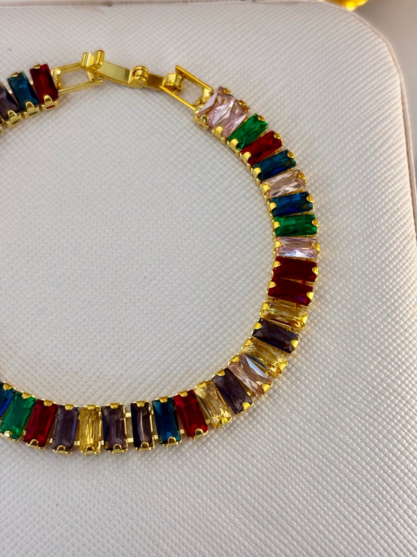 Multi coloured Tennis Baguette Bracelet