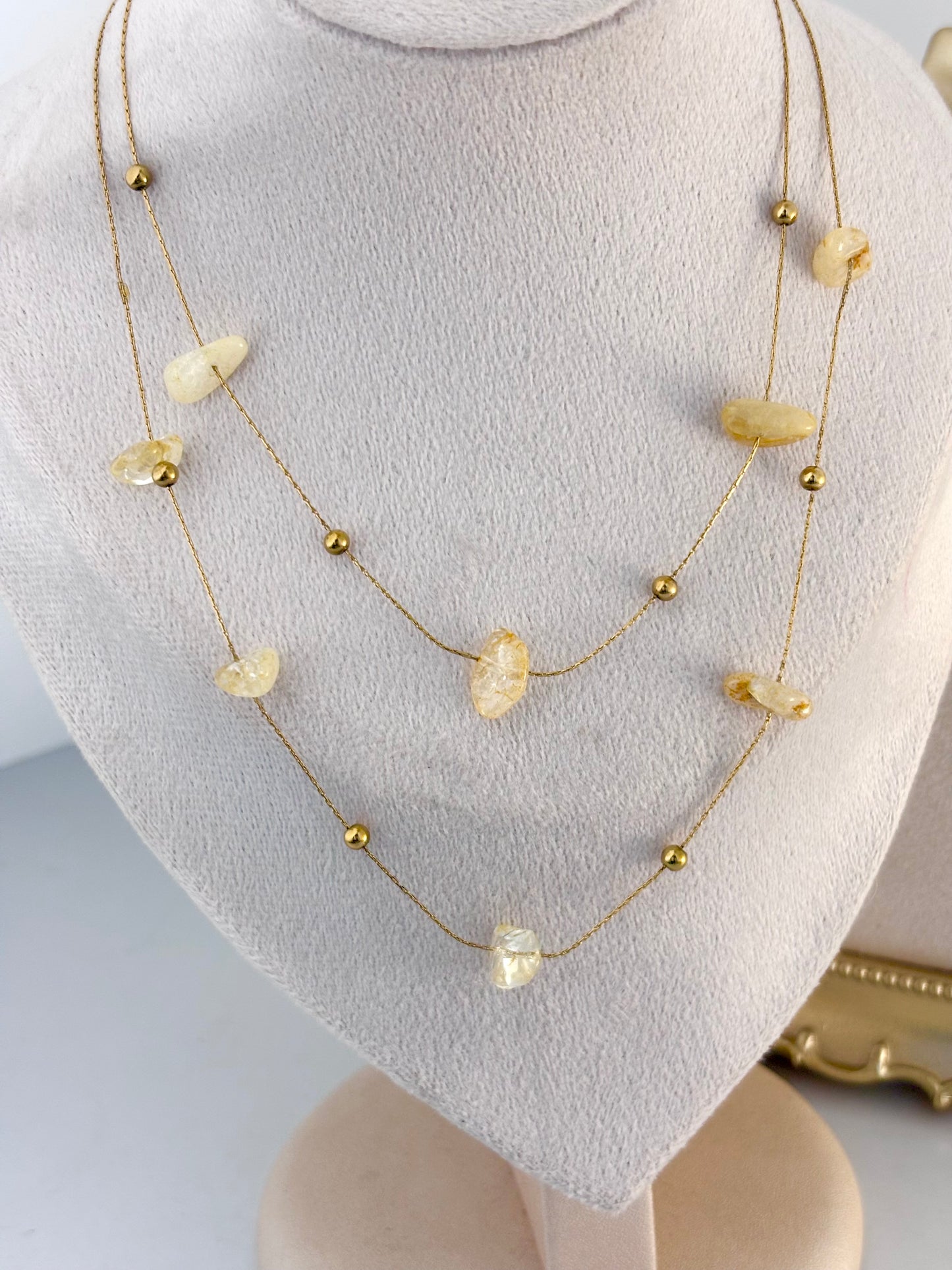 Golden Pebbles Two Layered Necklace | 18k Gold Plated